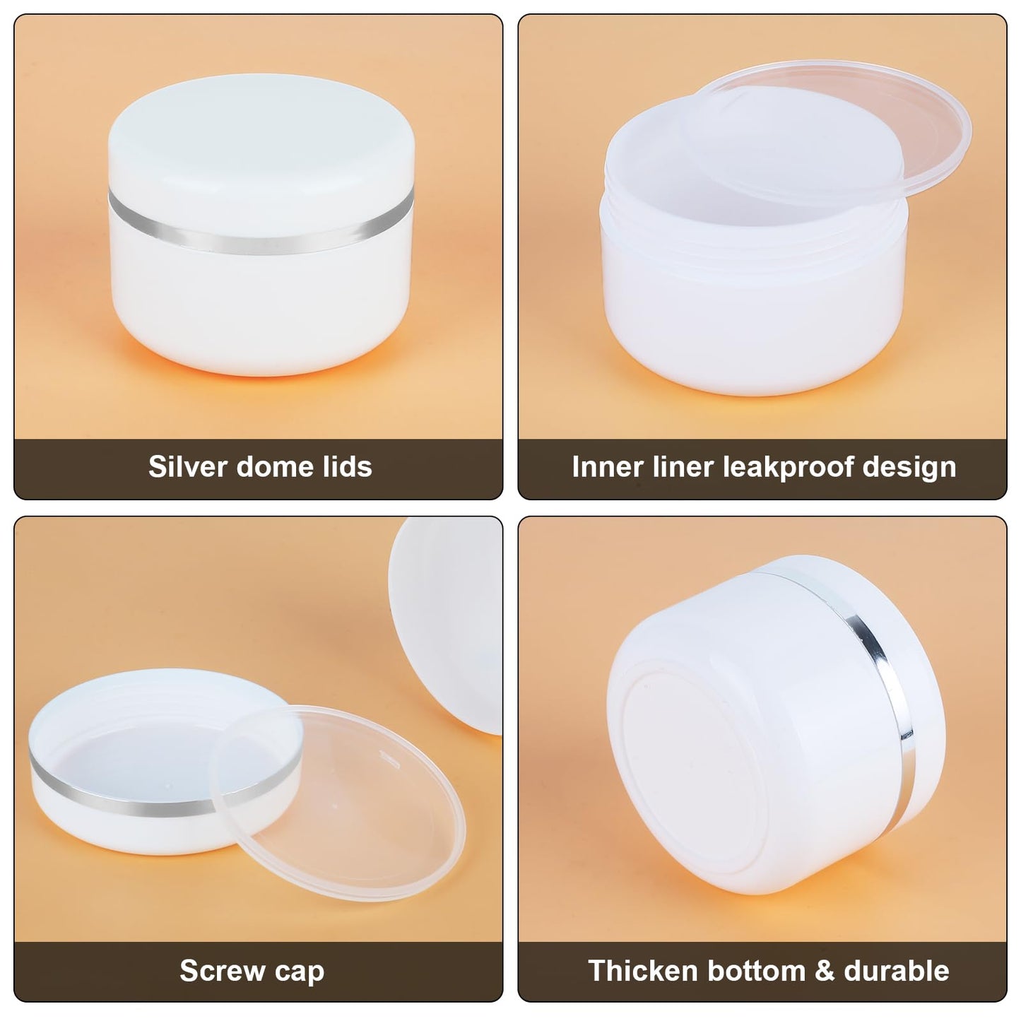 15 Pcs 50ml Cosmetic Sample Jars, Plastic Refillable Travel Pots, Cosmetic Pots with Lids, Travel Pots for Toiletries, with Spatulas, Labels and Pen for Makeup Beauty Nails