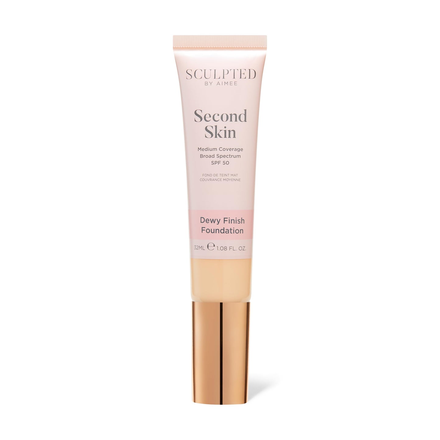 Second Skin Dewy Liquid Face Foundation from Sculpted by Aimee - 32ml Buildable, Medium Coverage Foundation with Dewy Finish, Hyaluronic Acid, Collagen Boosting Formula, SPF 50, (Fair Plus 2.5)
