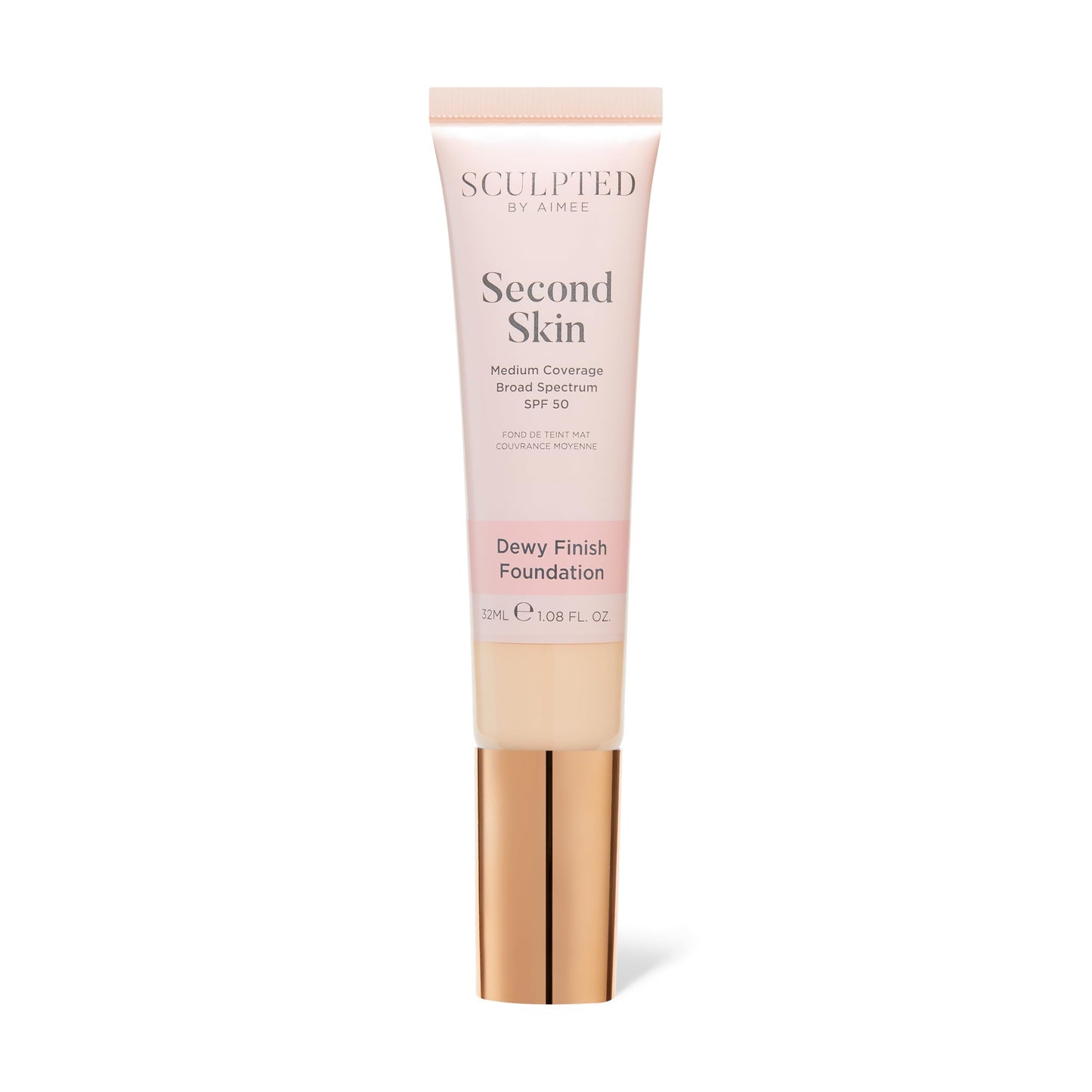Second Skin Dewy Liquid Face Foundation from Sculpted by Aimee - 32ml Buildable, Medium Coverage Foundation with Dewy Finish, Hyaluronic Acid, Collagen Boosting Formula, SPF 50, (Fair Plus 2.5)