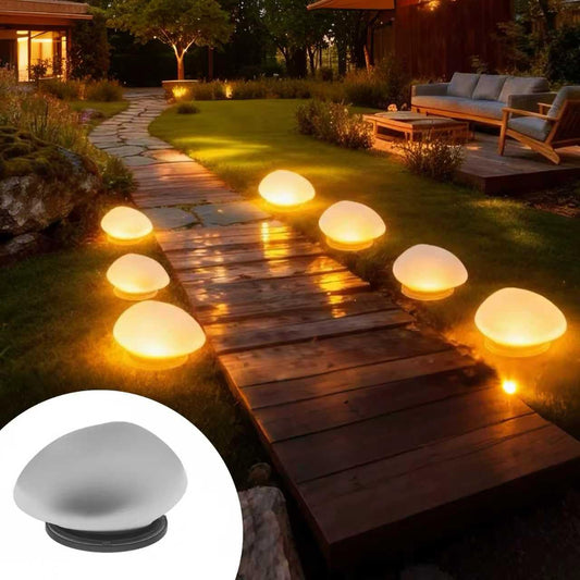 SC-Daily Solar Lights Outdoor Waterproof Solar Pebble Rock Garden Lights Decorative with Warm Light LED, IP65 Waterproof, for Garden terraces Yard Path Decoration(Mini Pebble,1 Pack)