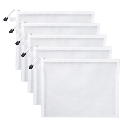 scicent Plastic Wallets A4 Zip Wallets 5PCS Plastic Folders Zip Lock Bags A4 Zip Folder Document Wallet Zipper File Bags for School Home Cosmetics Skincare Products Grey-A4