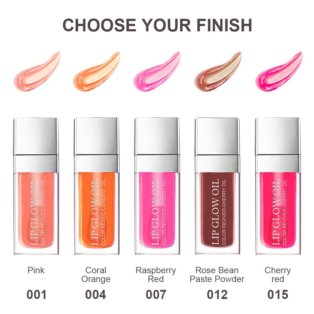 AOOWU Plumping Lip Oil Tinted, Moisturizing Lip Oil Long Lasting Nourishing Lip, Hydrating Lip Gloss Tint Lipstick for Women, Glitter Shine Liquid Lipstick, Lip Glaze Makeup Cosmetic