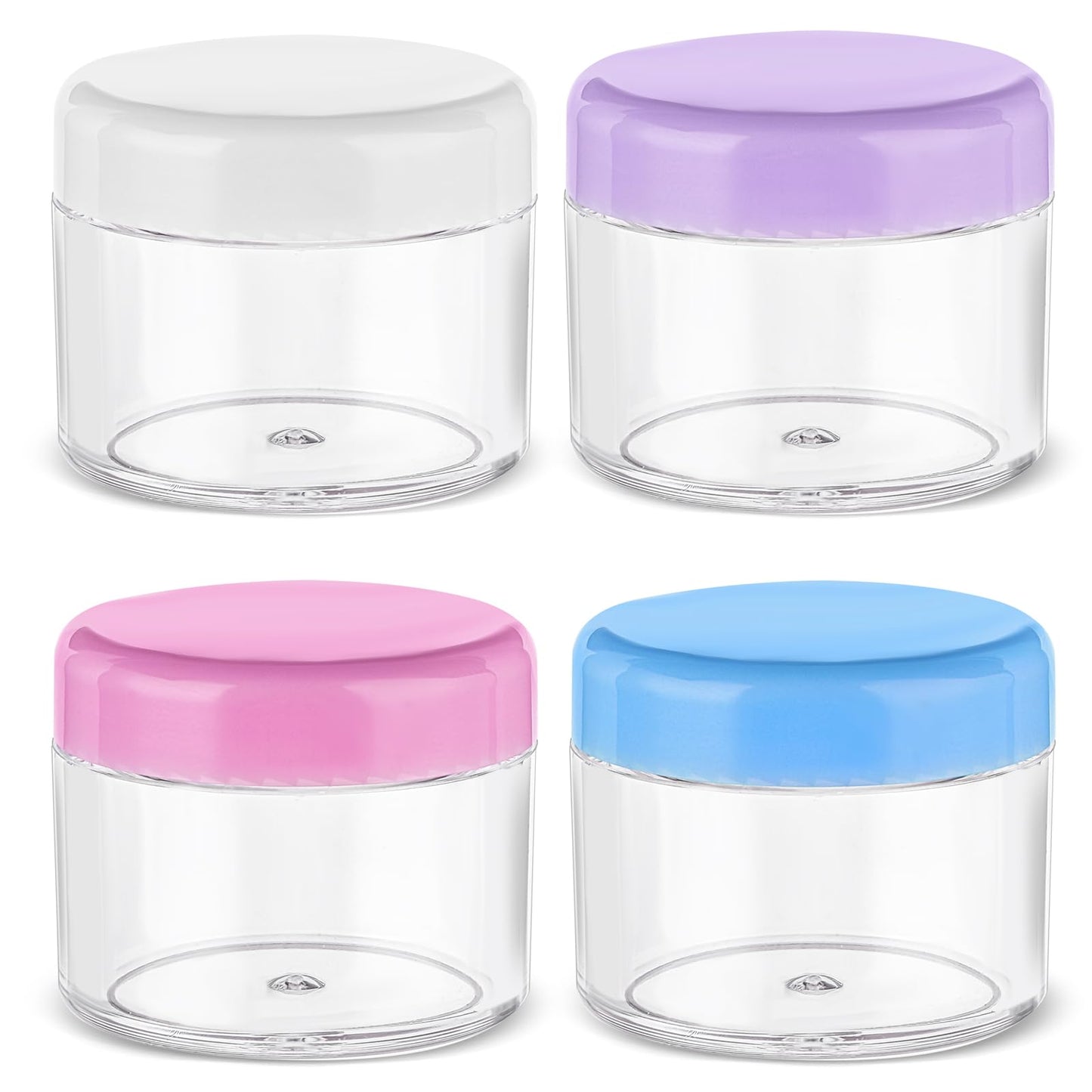 4 Pcs Plastic Cosmetic Cream Jars with Lids - Spatula, Travel-Sized, Leak-Proof, Refillable Makeup Containers, 0.7oz Round Jars for Storage Liquid Oils, Salves, DIY Making (Black)