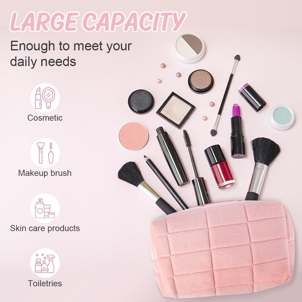 Aucuu Cotton Makeup Bag, Portable Travel Cosmetic Bag, Large Capacity Floral Toiletry Bags, Quilted Wash Bags Organizer for Women Girls