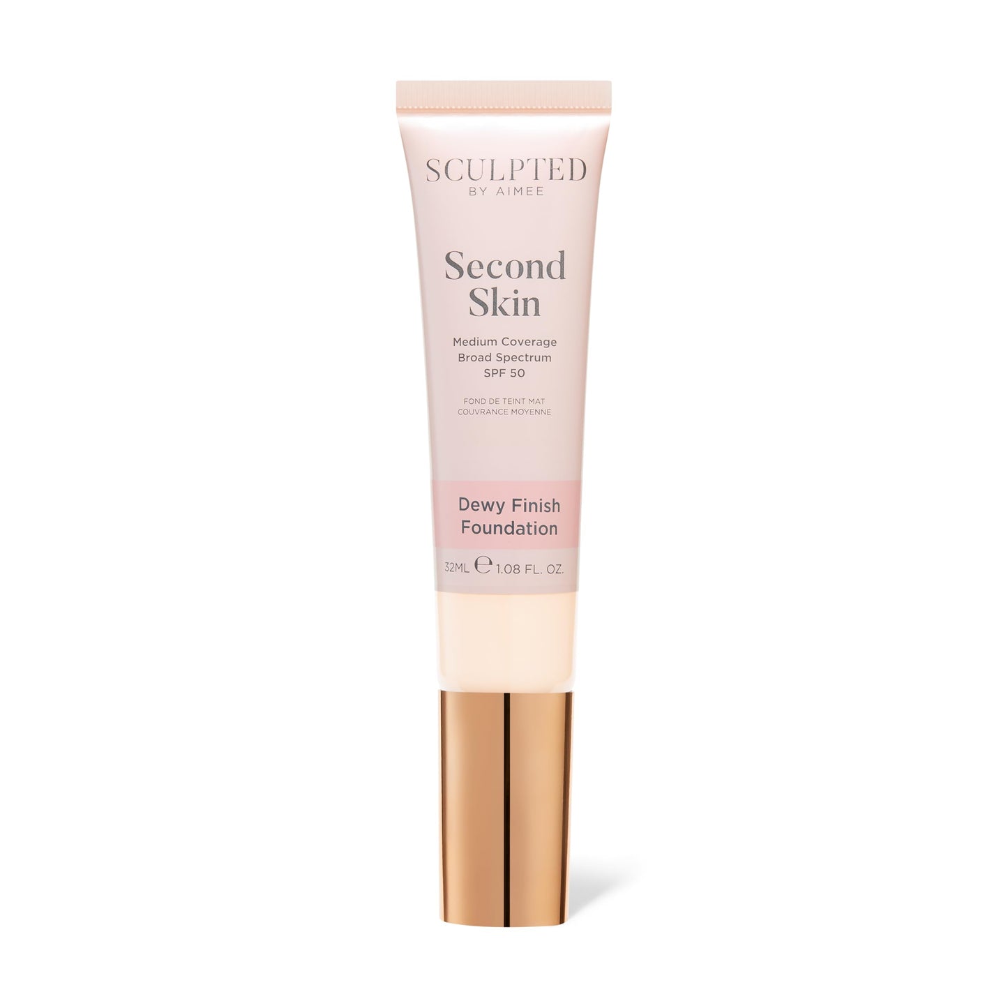 Second Skin Dewy Liquid Face Foundation from Sculpted by Aimee - 32ml Buildable, Medium Coverage Foundation with Dewy Finish, Hyaluronic Acid, Collagen Boosting Formula, SPF 50, (Fair Plus 2.5)
