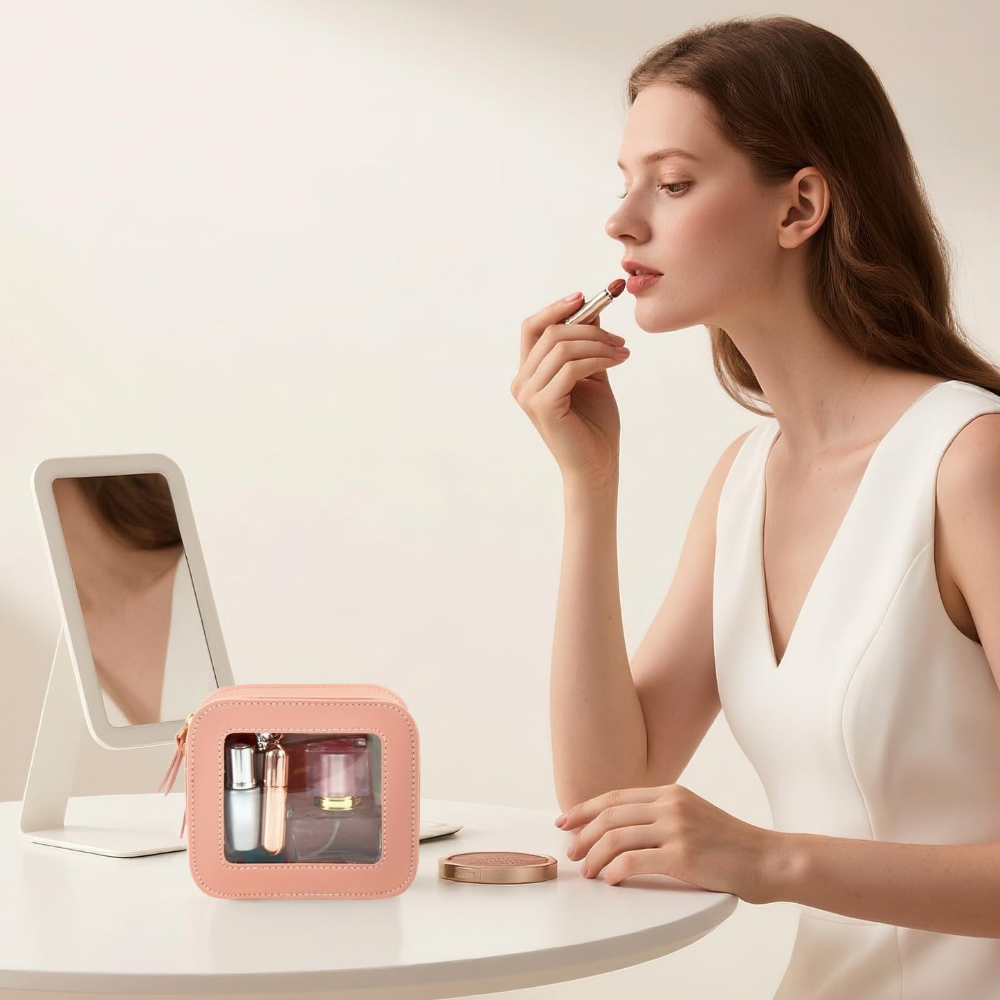 Clear Makeup Bag Travel Toiletries Bags for Women Cosmetic Bags with Double Zippers Waterproof Small Makeup Bag for Ladies Girls