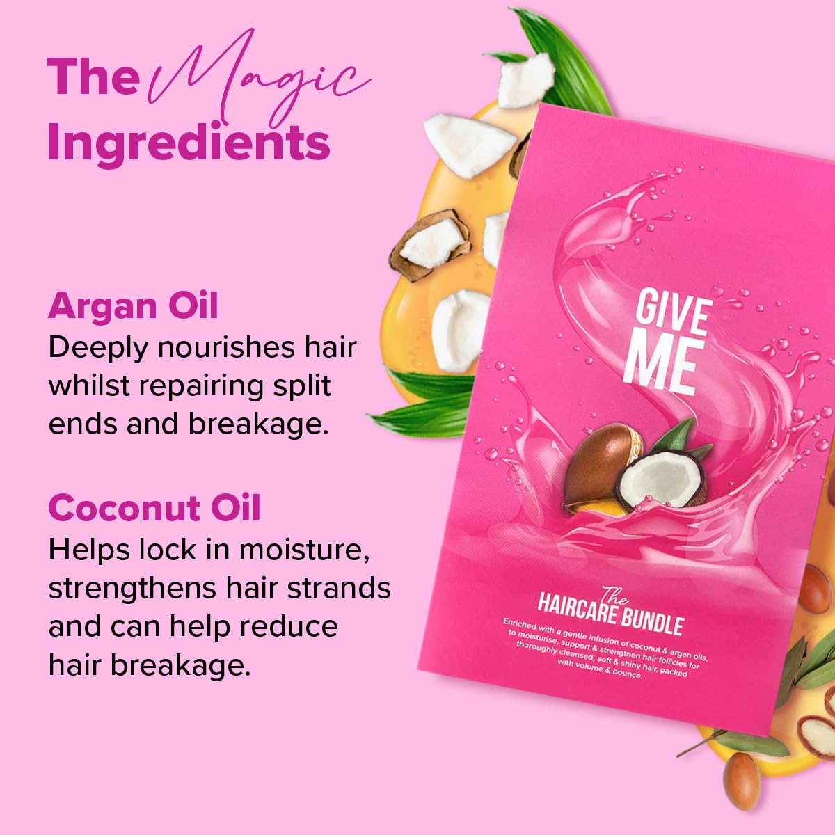 Give Me Cosmetics, Shampoo and Conditioner Sets, with Hair Mask, Aloe Vera & Coconut Oil, for Dry Damaged, Silicone, Sulphate & Paraben Free, Haircare Gift Set for Teenage Girls Women