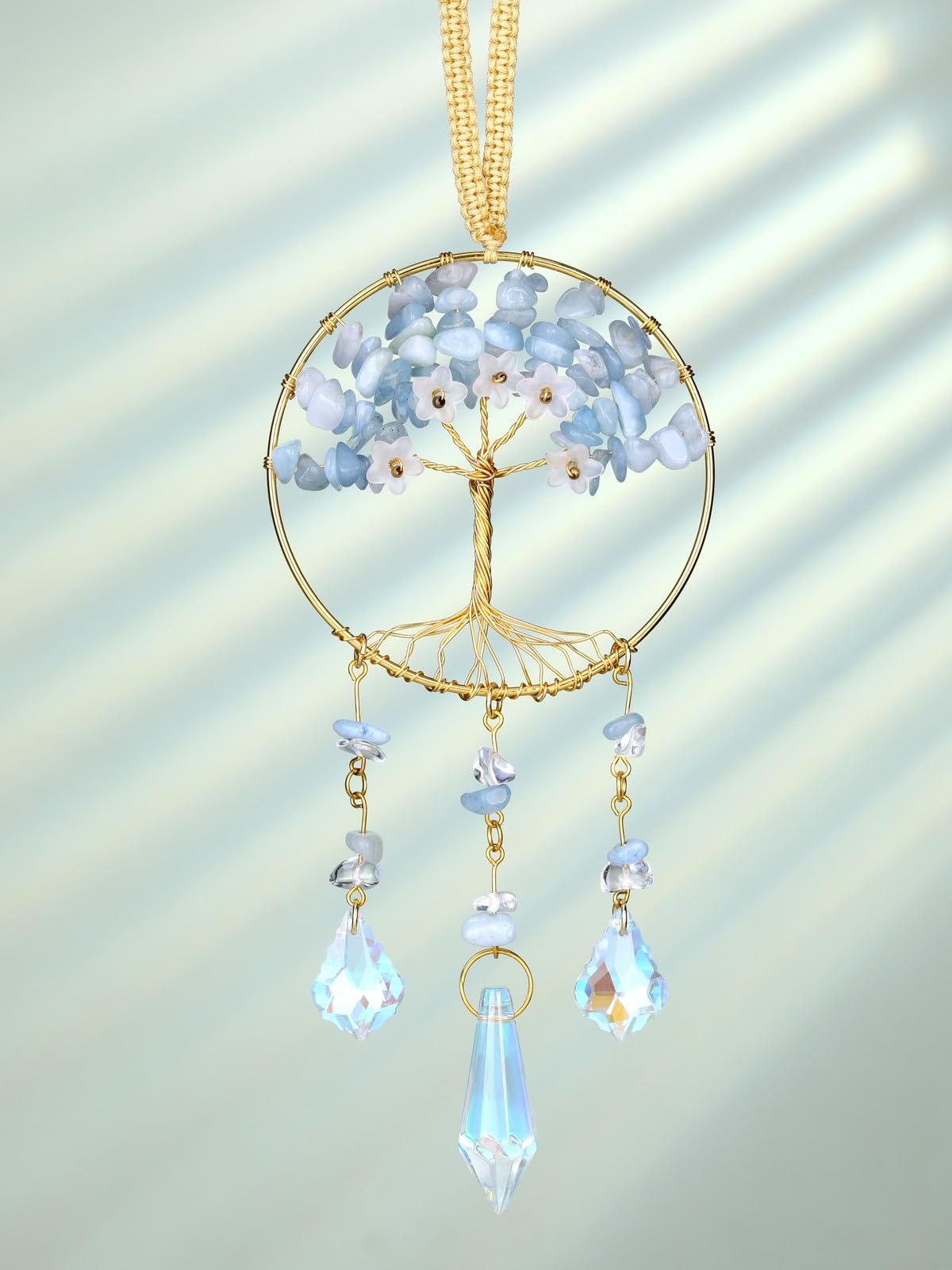 JOVIVI Chakra Tree of Life Crystals Suncatcher Hanging Ornaments Gifts for Women,Healing Crystal Gemstone Chakra Gifts,Sun Catchers for Windows Home Garden Decor