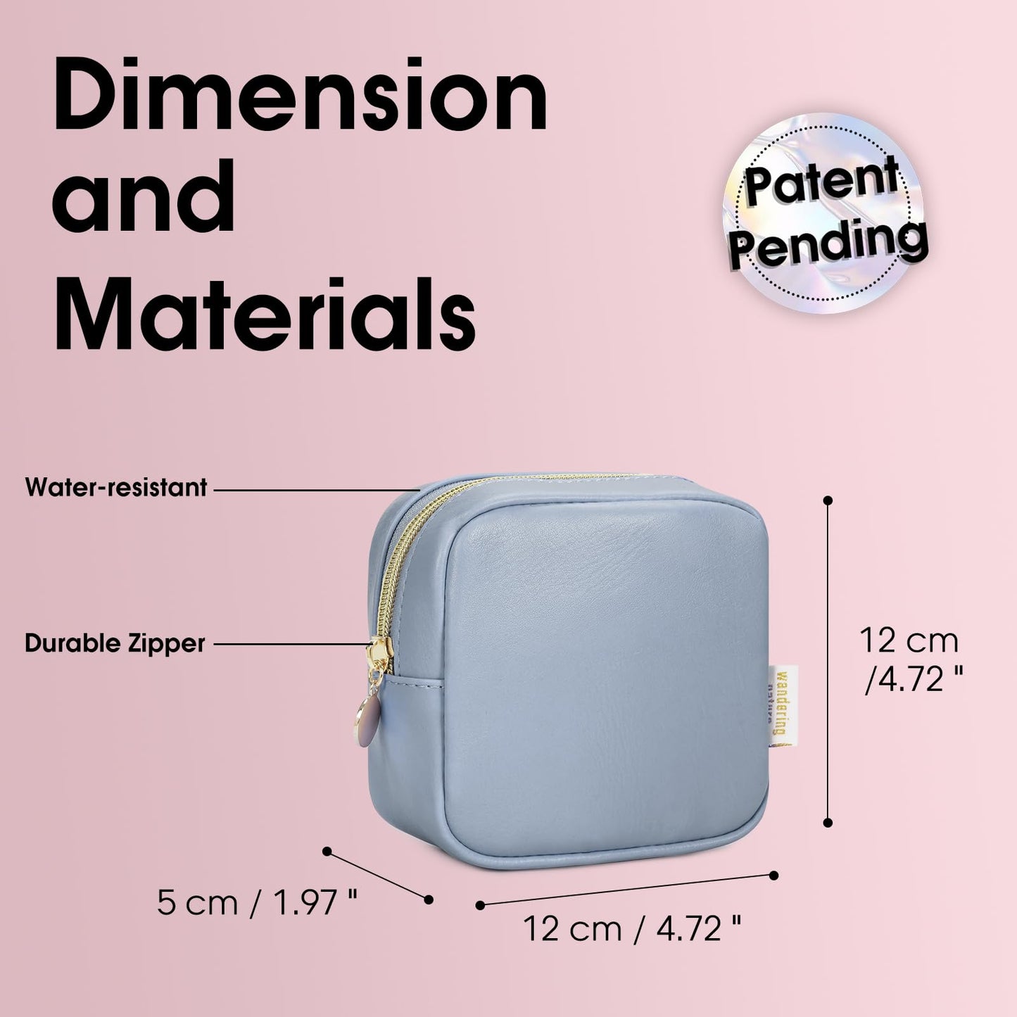 Small Makeup Bag for Handbag, Mini Make Up Bag for Purse, Small Makeup Pouch for Women, Cosmetic Bag with Slip-in Pockets, Vegan Leather Travel Makeup Bag, Black (Patent Pending)