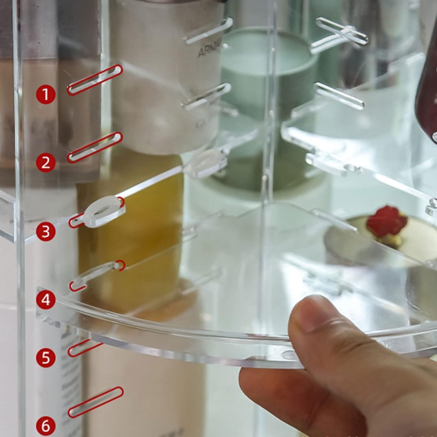 Makeup Organizer, 360 Degree Rotating Cosmetic Organiser, with 6 Adjustable Layers Clear Spinning Makeup Stand Skincare Display Case, Large Capacity for Countertop Vanity