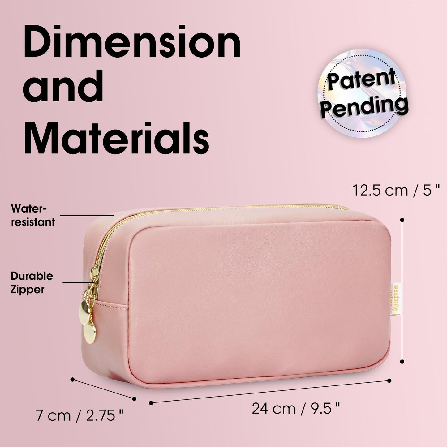 Small Makeup Bag for Handbag, Mini Make Up Bag for Purse, Small Makeup Pouch for Women, Cosmetic Bag with Slip-in Pockets, Vegan Leather Travel Makeup Bag, Black (Patent Pending)