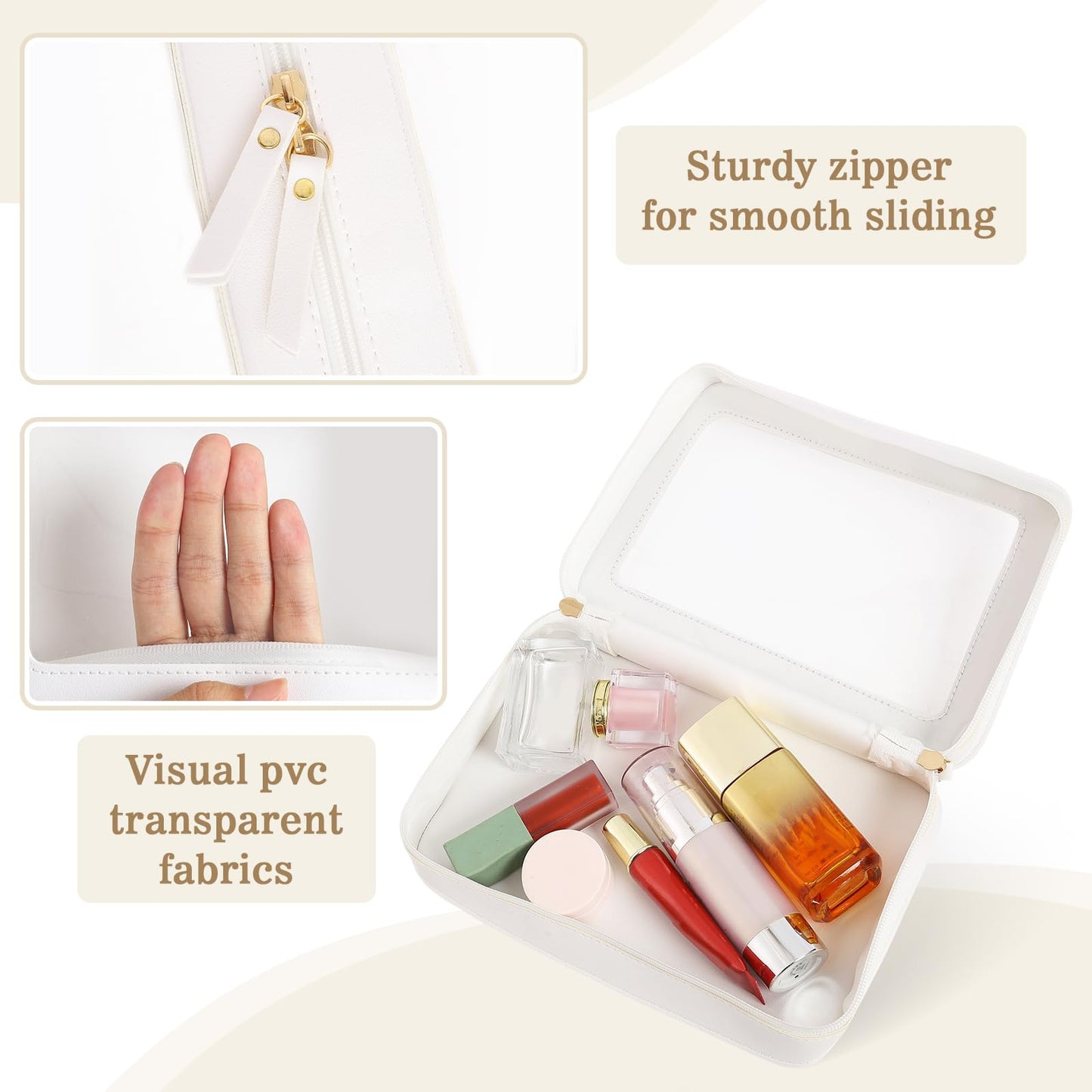 Clear Makeup Bag Travel Toiletries Bags for Women Cosmetic Bags with Double Zippers Waterproof Small Makeup Bag for Ladies Girls