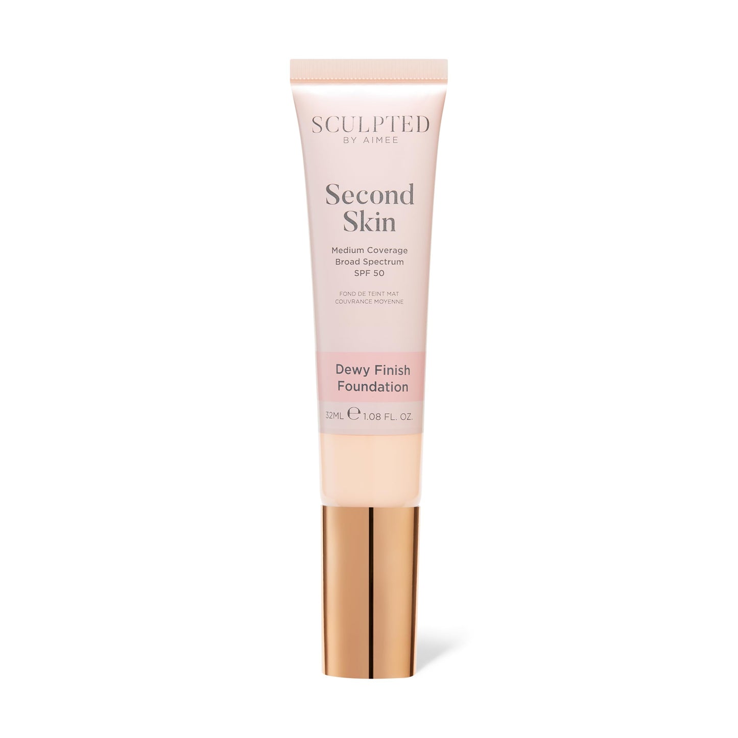 Second Skin Dewy Liquid Face Foundation from Sculpted by Aimee - 32ml Buildable, Medium Coverage Foundation with Dewy Finish, Hyaluronic Acid, Collagen Boosting Formula, SPF 50, (Fair Plus 2.5)