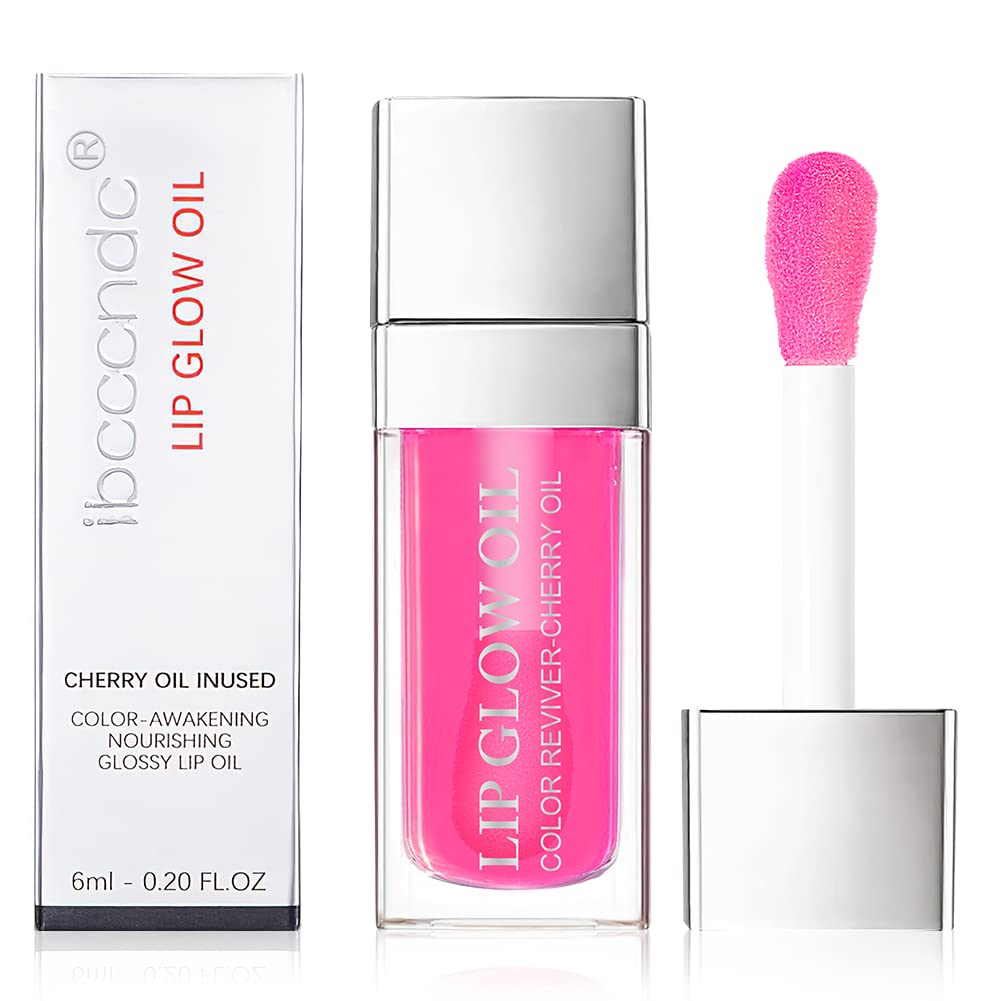 AOOWU Plumping Lip Oil Tinted, Moisturizing Lip Oil Long Lasting Nourishing Lip, Hydrating Lip Gloss Tint Lipstick for Women, Glitter Shine Liquid Lipstick, Lip Glaze Makeup Cosmetic