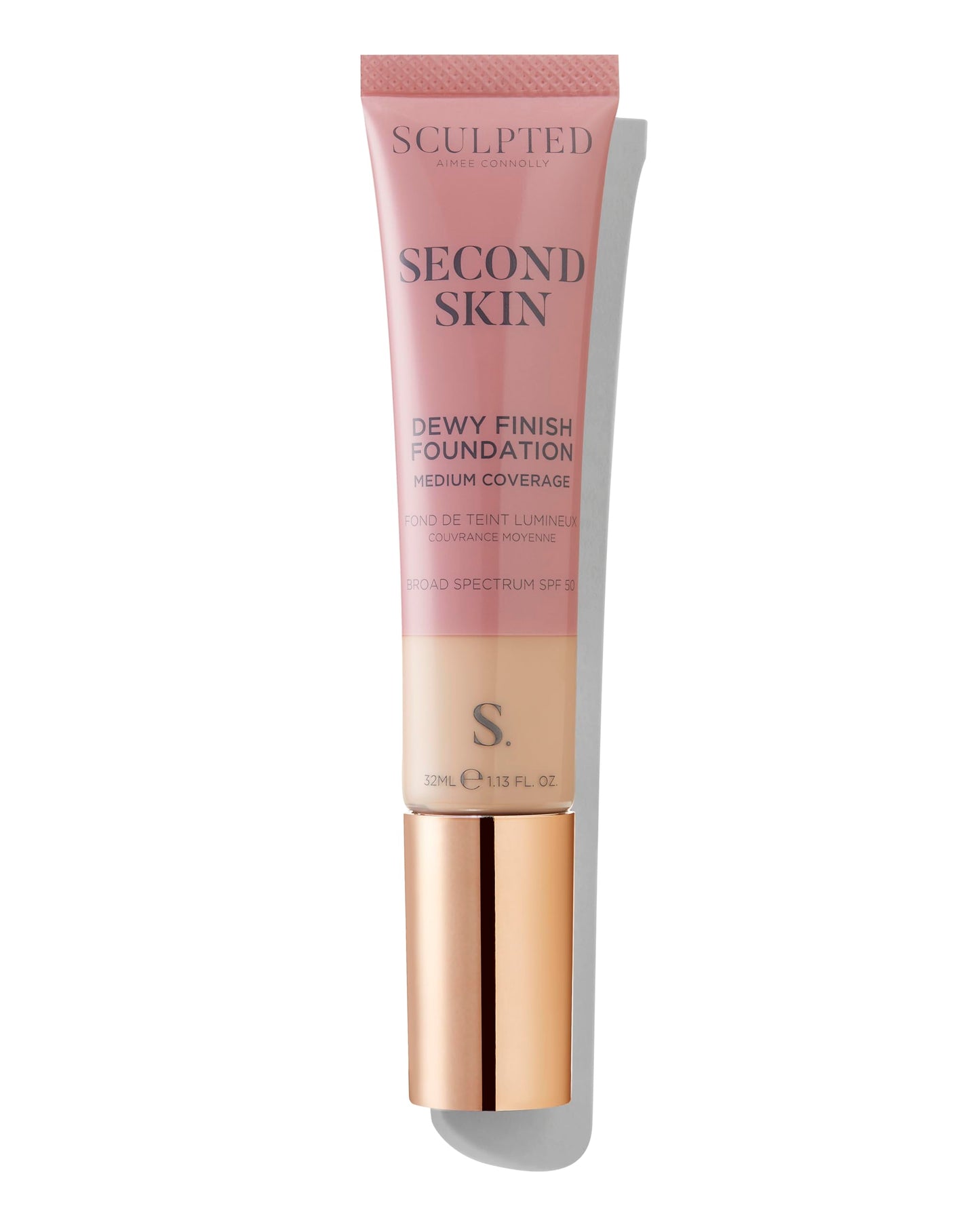 Second Skin Dewy Liquid Face Foundation from Sculpted by Aimee - 32ml Buildable, Medium Coverage Foundation with Dewy Finish, Hyaluronic Acid, Collagen Boosting Formula, SPF 50, (Fair Plus 2.5)