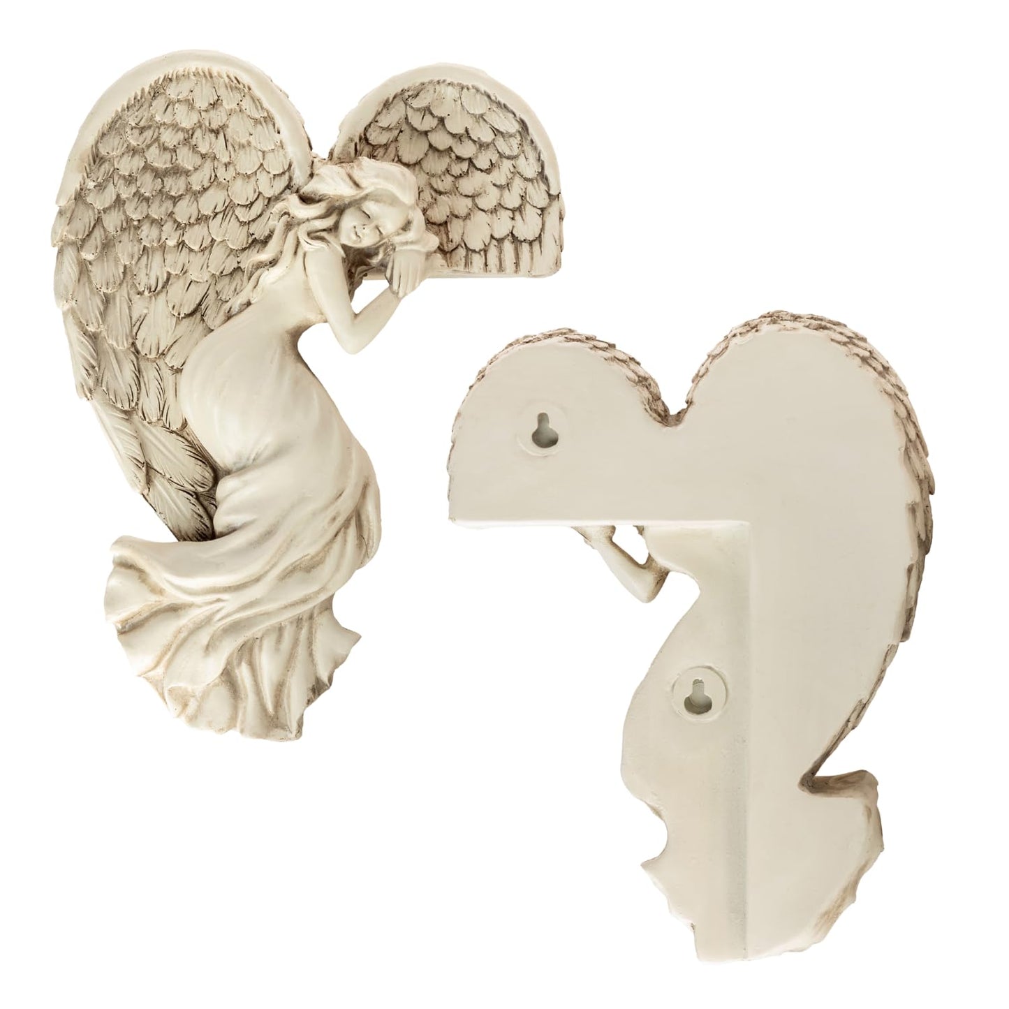 Marco Paul Sleeping Angel Corner Door Frame Statue Resin Angel Ornament Stone Effect Female Figurine Angel Wings Left Angle Door Sculpture Wall Art for Garden, Weddings, Home Decor