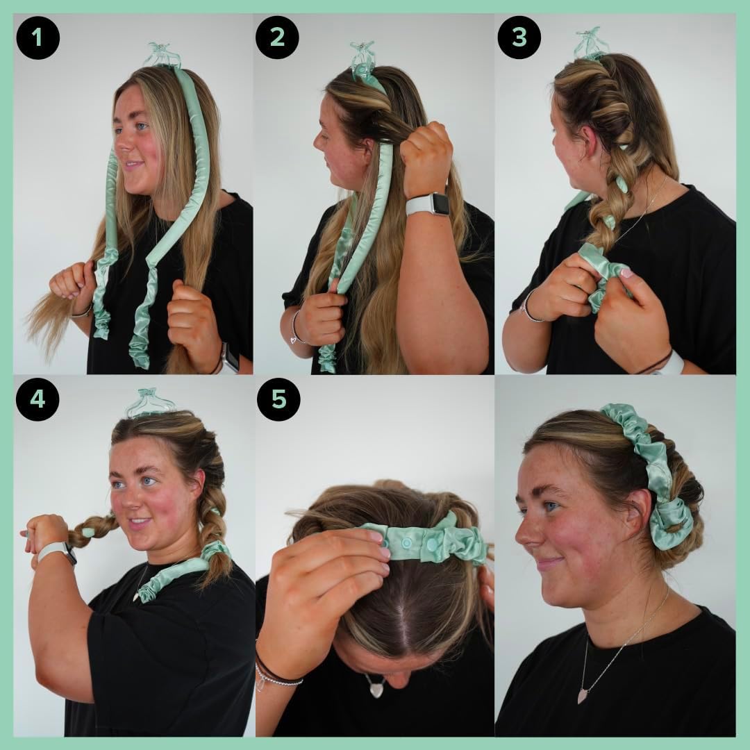 Give Me Cosmetics Heatless Curlers, Satin Hair Curler, No Heat Curls, Includes Scrunchies, Headband for Short & Long Hair, Claw Clip, Padded Blow Out Rod, Gifts for Teenagers Women