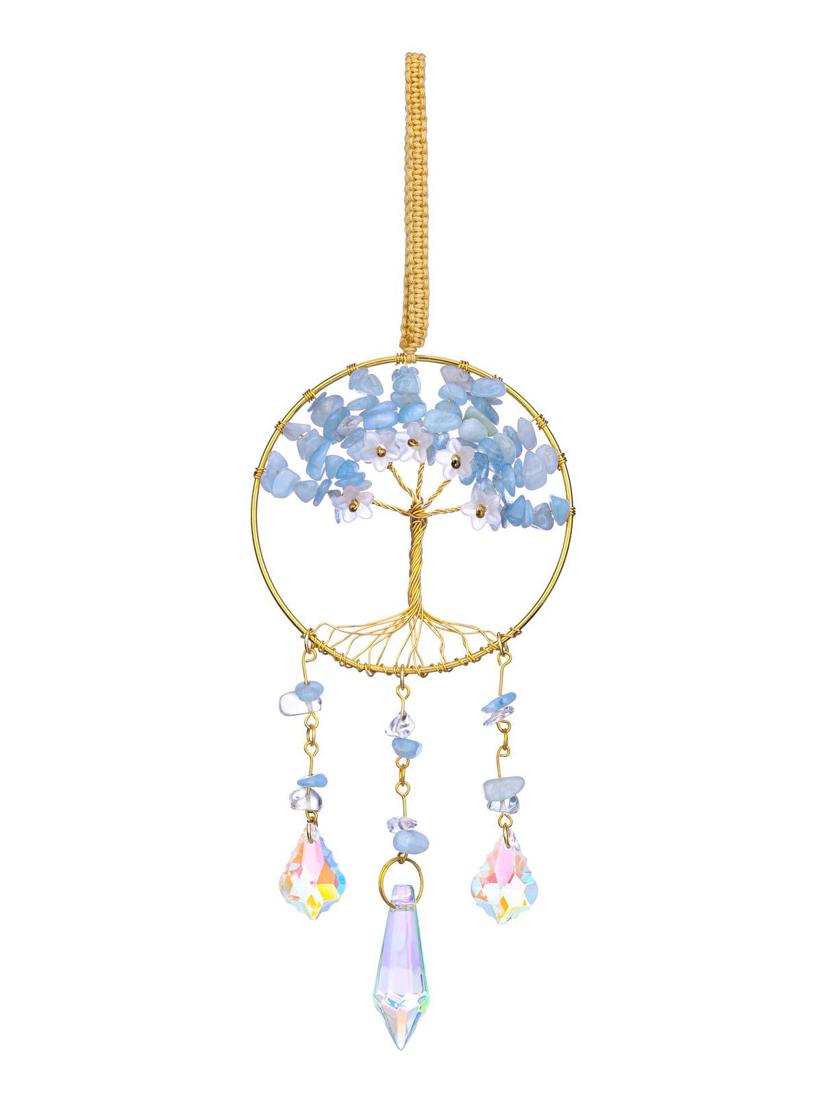 JOVIVI Chakra Tree of Life Crystals Suncatcher Hanging Ornaments Gifts for Women,Healing Crystal Gemstone Chakra Gifts,Sun Catchers for Windows Home Garden Decor