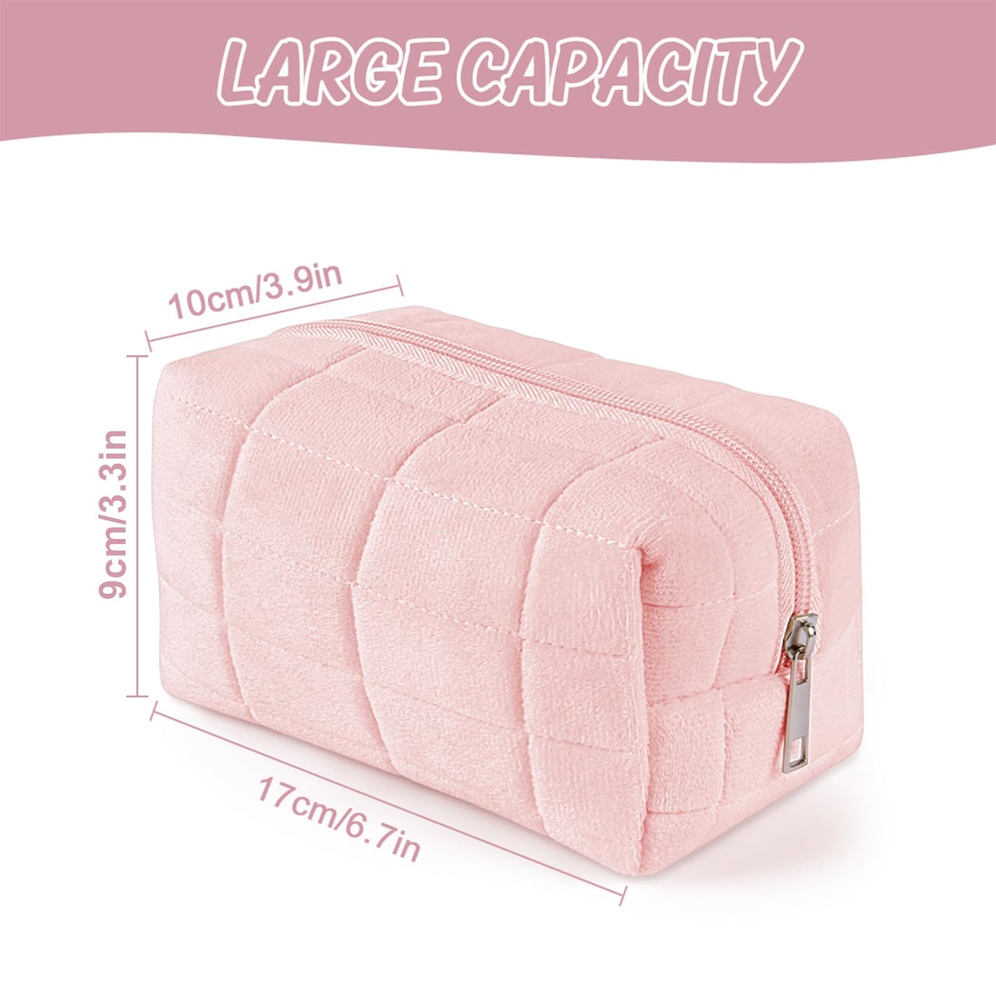 Aucuu Cotton Makeup Bag, Portable Travel Cosmetic Bag, Large Capacity Floral Toiletry Bags, Quilted Wash Bags Organizer for Women Girls