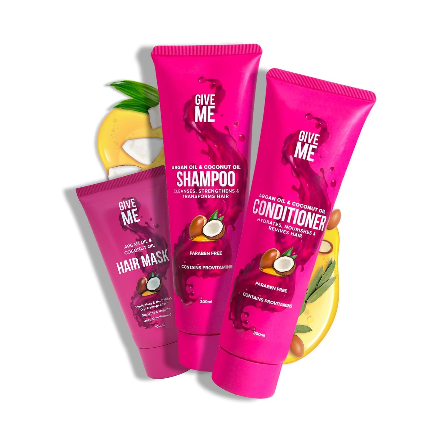 Give Me Cosmetics, Shampoo and Conditioner Sets, with Hair Mask, Aloe Vera & Coconut Oil, for Dry Damaged, Silicone, Sulphate & Paraben Free, Haircare Gift Set for Teenage Girls Women