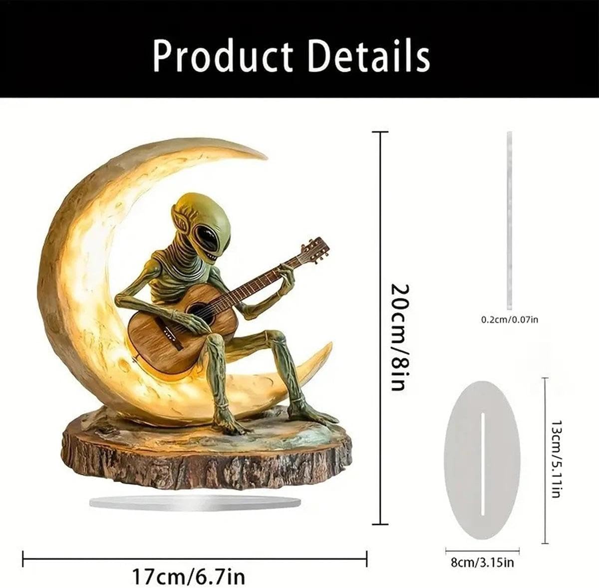 1PC Alien Garden Decor, Unique Alien Garden Statue, Figurine for Home and Yard, Acrylic Moon Guitarist Sculpture for Artistic Spaces
