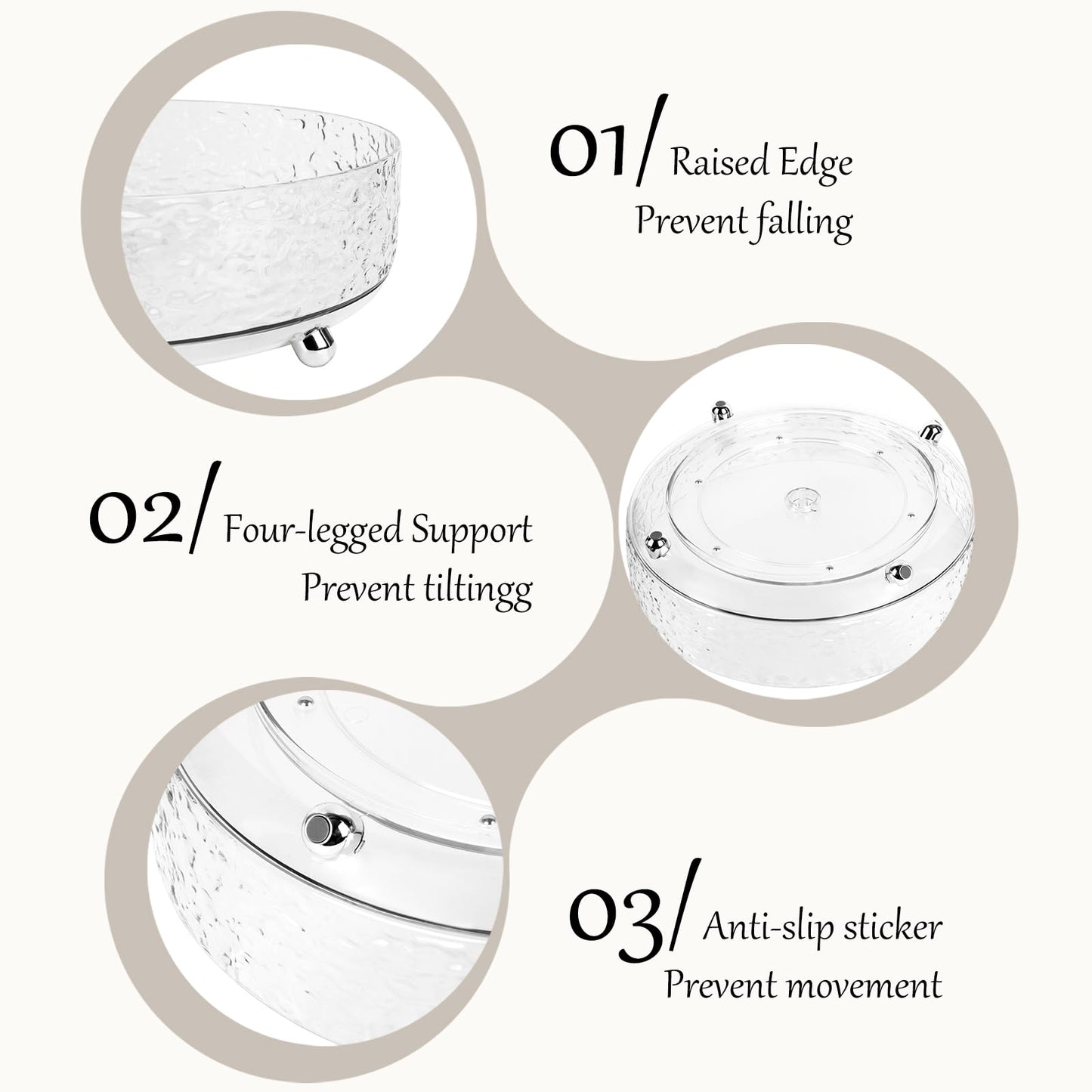 CECOLIC 360° Rotating Makeup Organizer, 11'' Lazy Susan Perfume Organizer Tray, Spinning Skincare Cosmetics Storage Organizer for Vanity, Dresser and Bathroom Countertop (Clear)