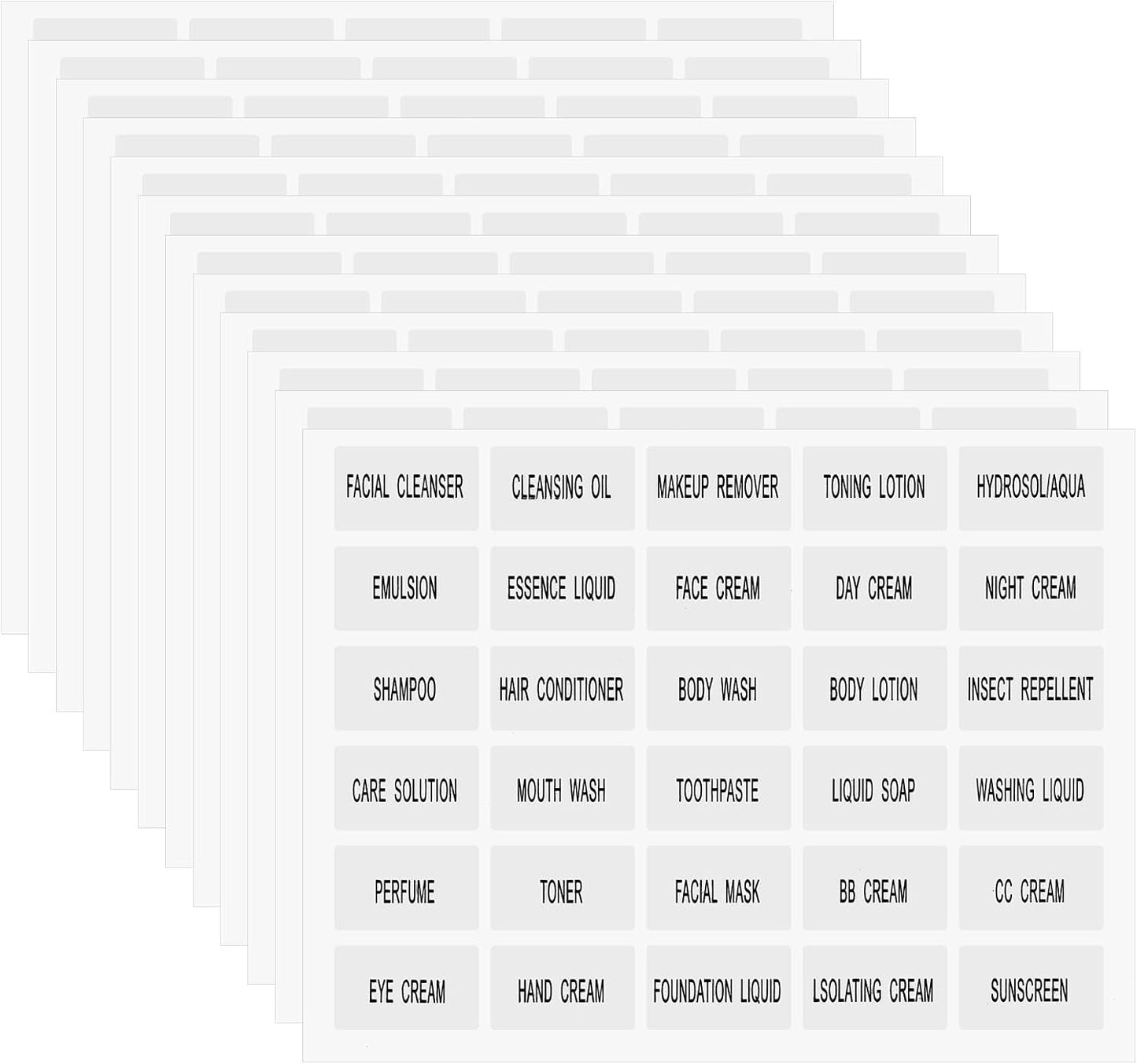 360Pcs Waterproof Labels for Travel Size Bottles, Self-Adhesive Cosmetic Jars Labels, Clear Bathroom Beauty Organization Removable Stickers for Refillable Bottles, Lotion Cream Body Wash Shampoo