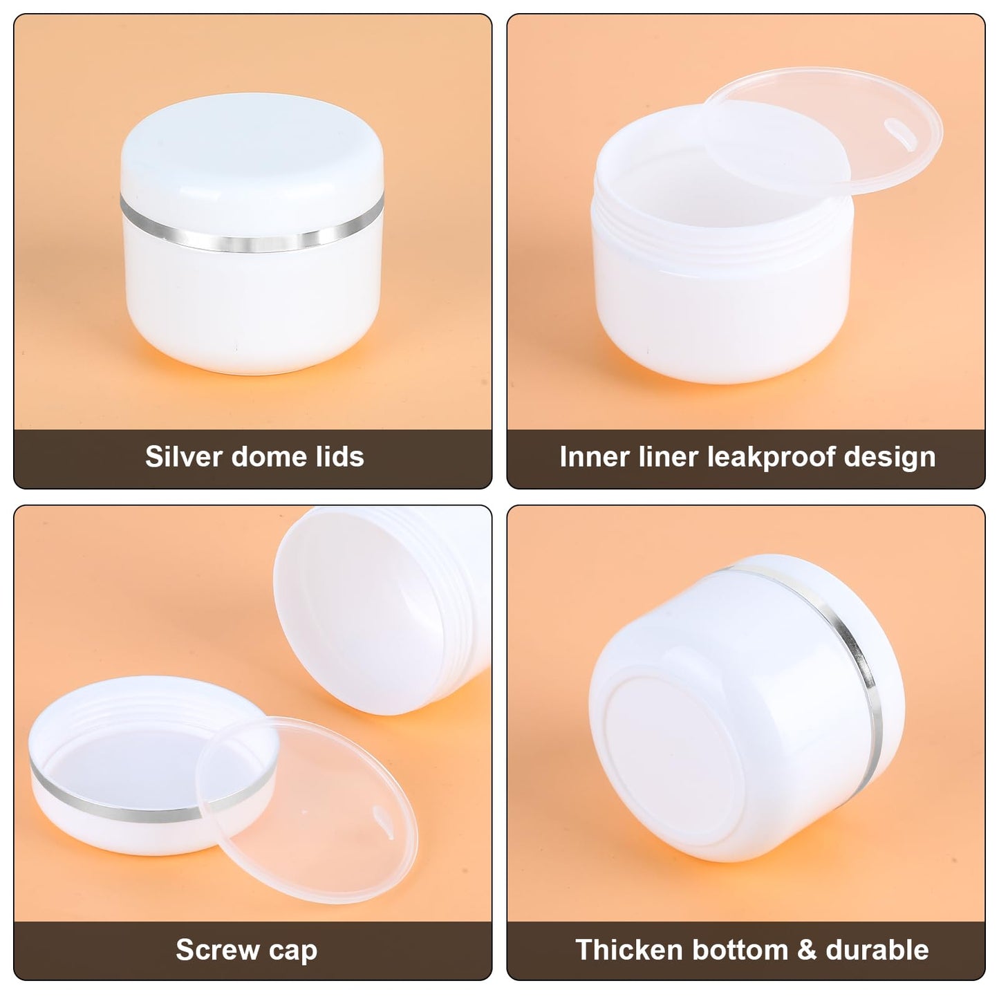 15 Pcs 50ml Cosmetic Sample Jars, Plastic Refillable Travel Pots, Cosmetic Pots with Lids, Travel Pots for Toiletries, with Spatulas, Labels and Pen for Makeup Beauty Nails