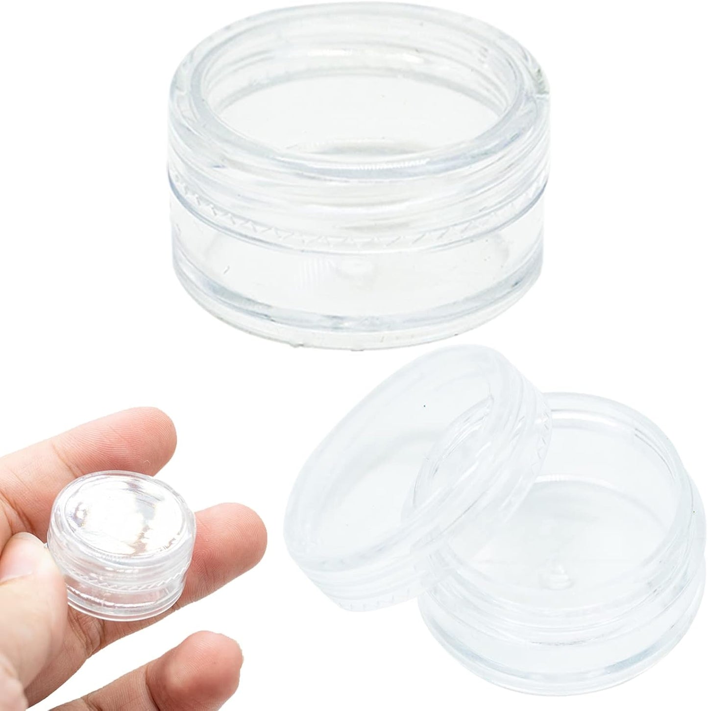 50 Pcs Plastic Cosmetic Jars, 5ml Sample Containers Pots Bottles with Clear Lids, Small Round Travel Sample Jar Pots, Mini Portable Cosmetic Containers for Creams Storage