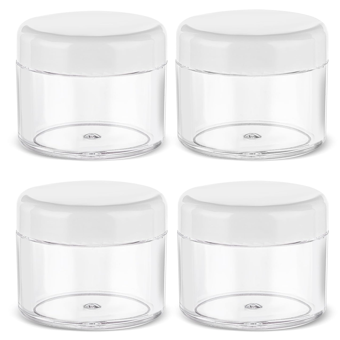 4 Pcs Plastic Cosmetic Cream Jars with Lids - Spatula, Travel-Sized, Leak-Proof, Refillable Makeup Containers, 0.7oz Round Jars for Storage Liquid Oils, Salves, DIY Making (Black)
