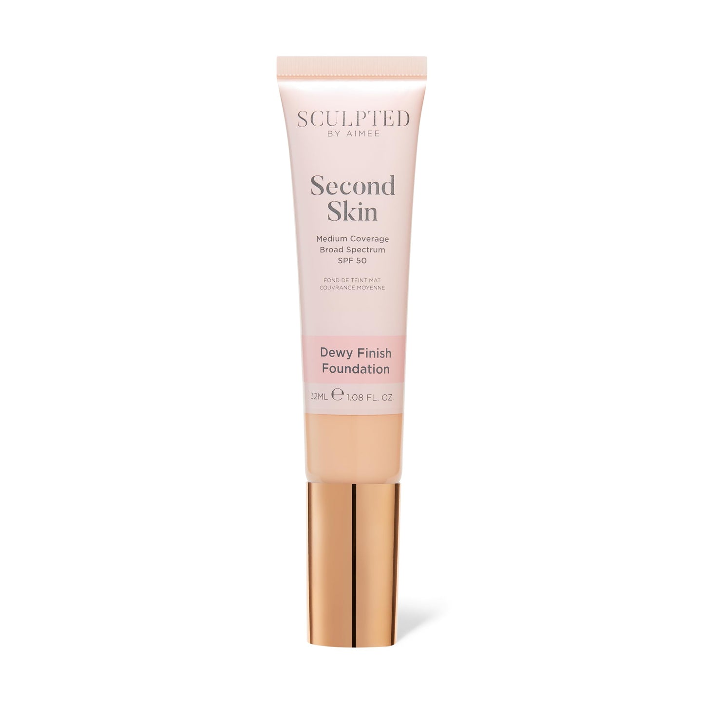 Second Skin Dewy Liquid Face Foundation from Sculpted by Aimee - 32ml Buildable, Medium Coverage Foundation with Dewy Finish, Hyaluronic Acid, Collagen Boosting Formula, SPF 50, (Fair Plus 2.5)