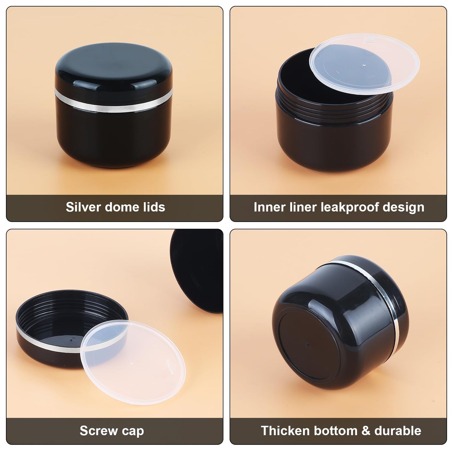 15 Pcs 50ml Cosmetic Sample Jars, Plastic Refillable Travel Pots, Cosmetic Pots with Lids, Travel Pots for Toiletries, with Spatulas, Labels and Pen for Makeup Beauty Nails