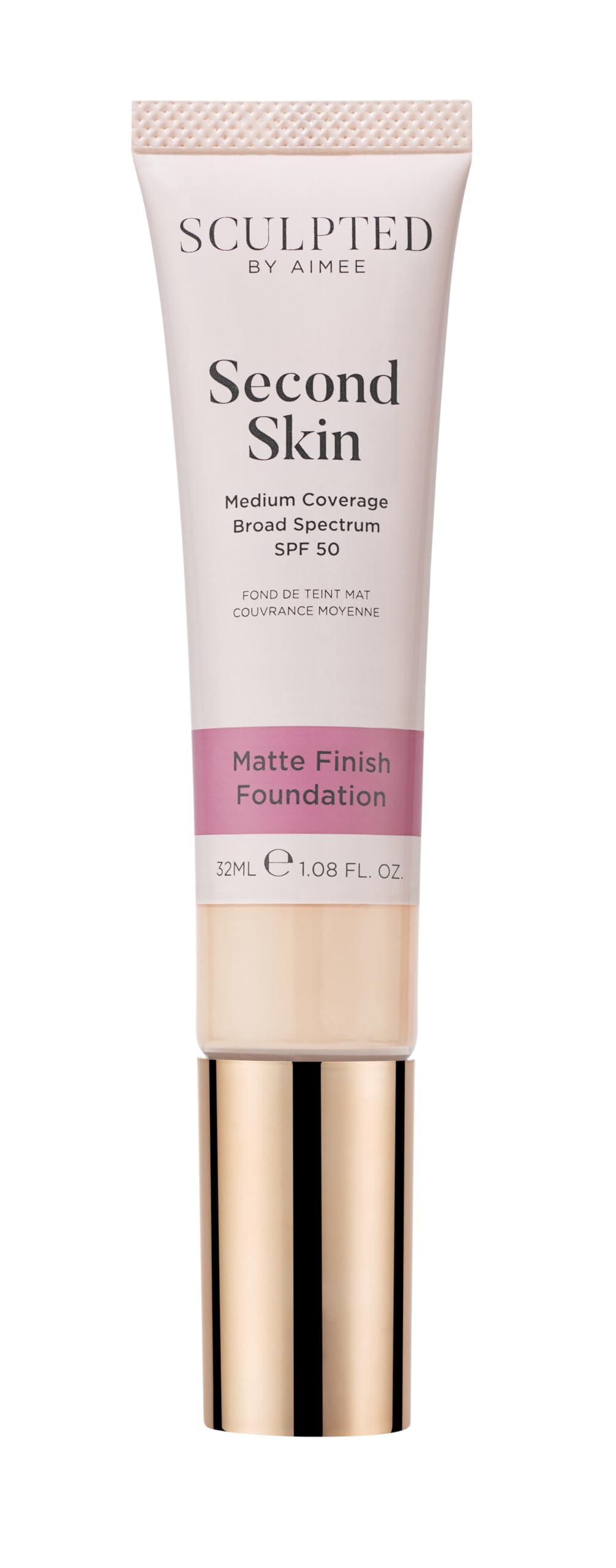 Second Skin Matte Liquid Face Foundation from Sculpted by Aimee - 32ml Buildable, Medium Coverage Foundation with Matte Finish, Hyaluronic Acid, Collagen Boosting Formula, SPF 50, (Fair 2.0)