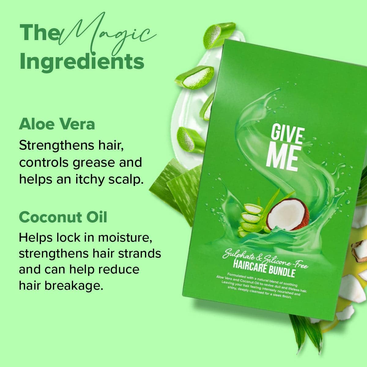 Give Me Cosmetics, Shampoo and Conditioner Sets, with Hair Mask, Aloe Vera & Coconut Oil, for Dry Damaged, Silicone, Sulphate & Paraben Free, Haircare Gift Set for Teenage Girls Women