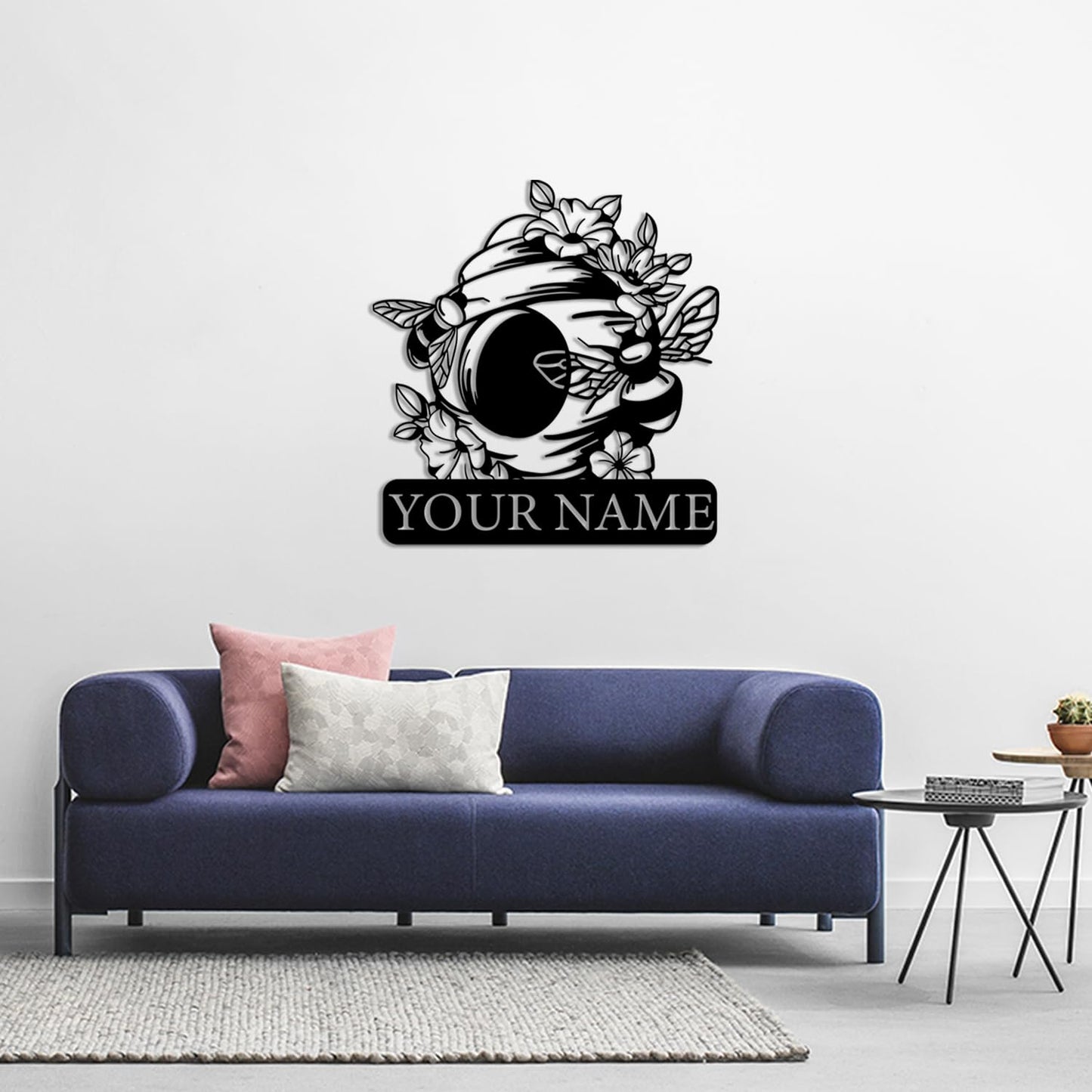 Custom Honey Bee Metal Wall Sign, Personalized Metal Bee Decor, Bee Garden Art, Gift for Bee Keeper, Bee Farm Sign, Gardener Decor, Bee Art (Bee M)