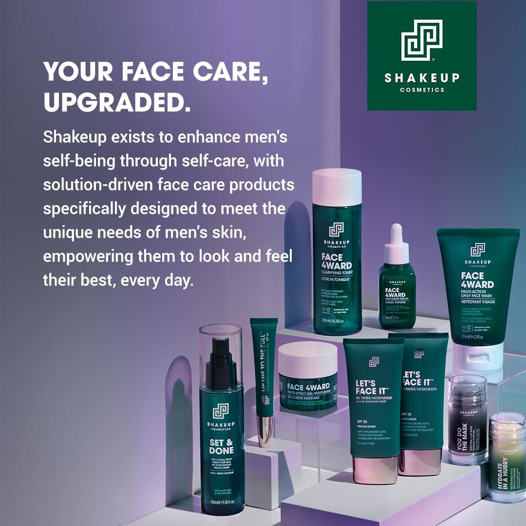 Shakeup Cosmetics Mens Face Wash, Deep Cleans & Exfoliates. Vegan with Willow Bark Extract & Fruit AHA Complex, Suitable for Day & Night, 125ml. Aka. FACE4WARD DAILY FACE WASH