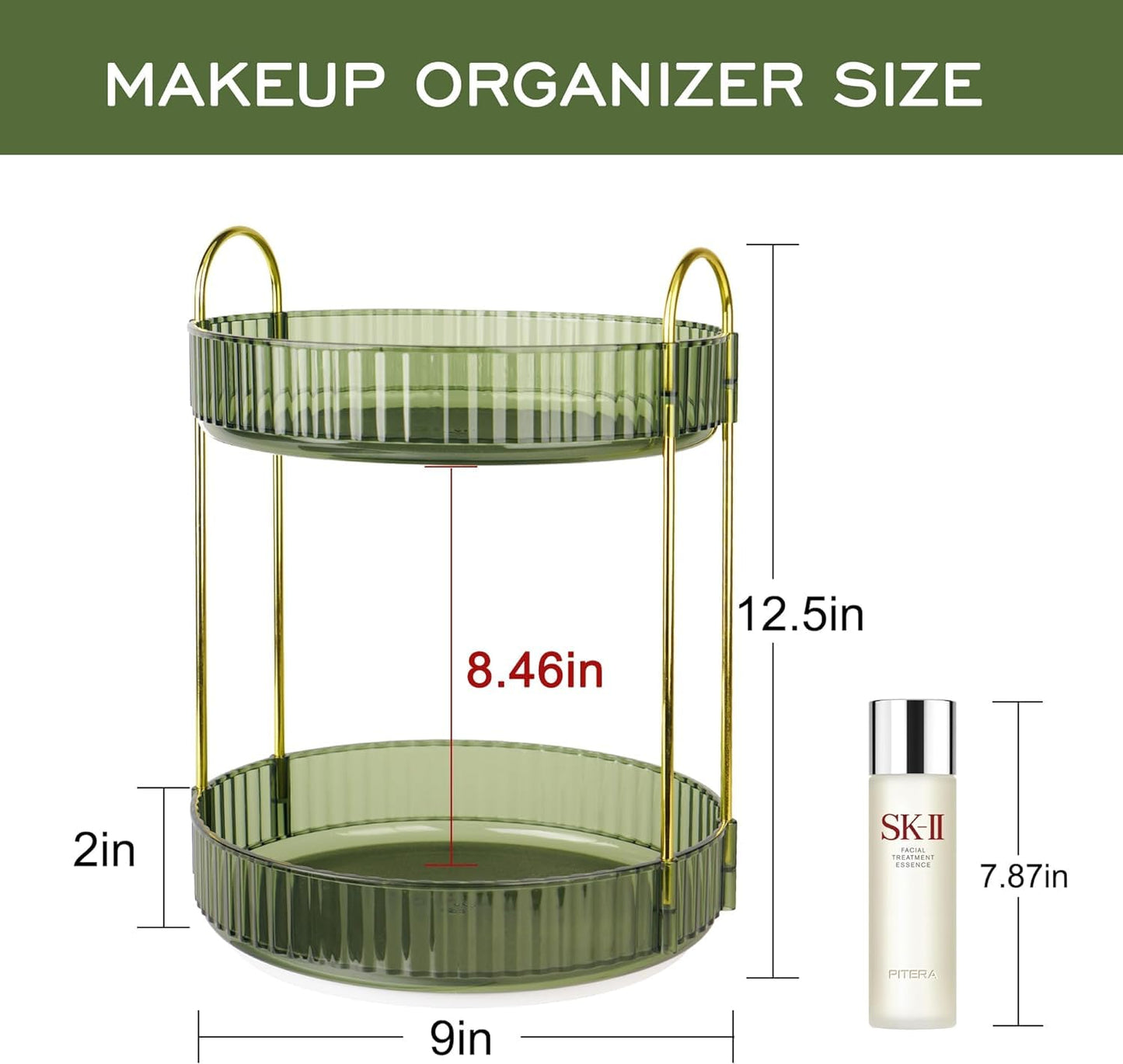 Rotating Makeup Organizer for Vanity, Large Skincare Make Up Storage Perfume Organizers for Bathroom Counter, Clear Cosmetic Lipstick Toiletry Dresser Organizer Spinning Holder