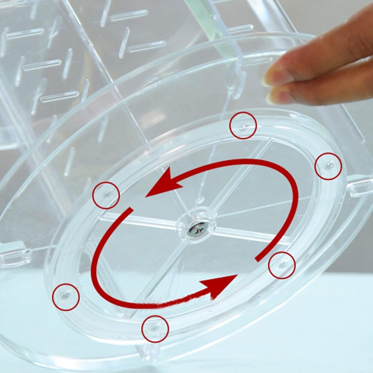 Makeup Organizer, 360 Degree Rotating Cosmetic Organiser, with 6 Adjustable Layers Clear Spinning Makeup Stand Skincare Display Case, Large Capacity for Countertop Vanity