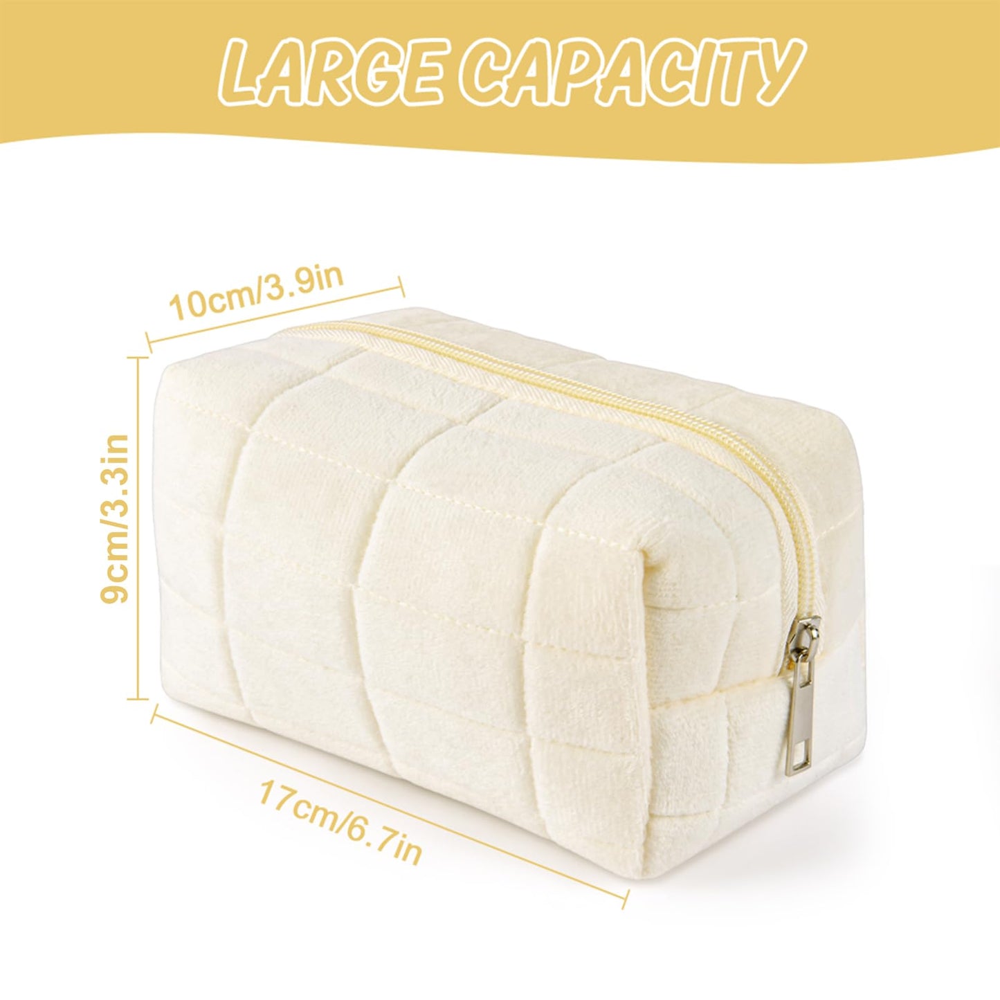 Aucuu Cotton Makeup Bag, Portable Travel Cosmetic Bag, Large Capacity Floral Toiletry Bags, Quilted Wash Bags Organizer for Women Girls