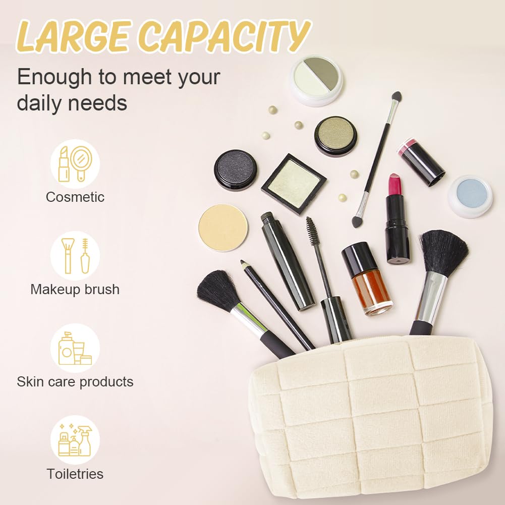 Aucuu Cotton Makeup Bag, Portable Travel Cosmetic Bag, Large Capacity Floral Toiletry Bags, Quilted Wash Bags Organizer for Women Girls