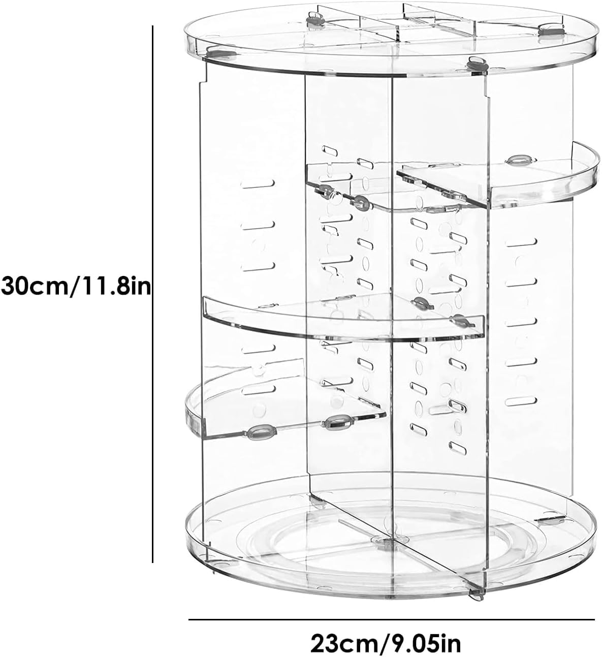 Makeup Organizer, 360 Degree Rotating Cosmetic Organiser, with 6 Adjustable Layers Clear Spinning Makeup Stand Skincare Display Case, Large Capacity for Countertop Vanity