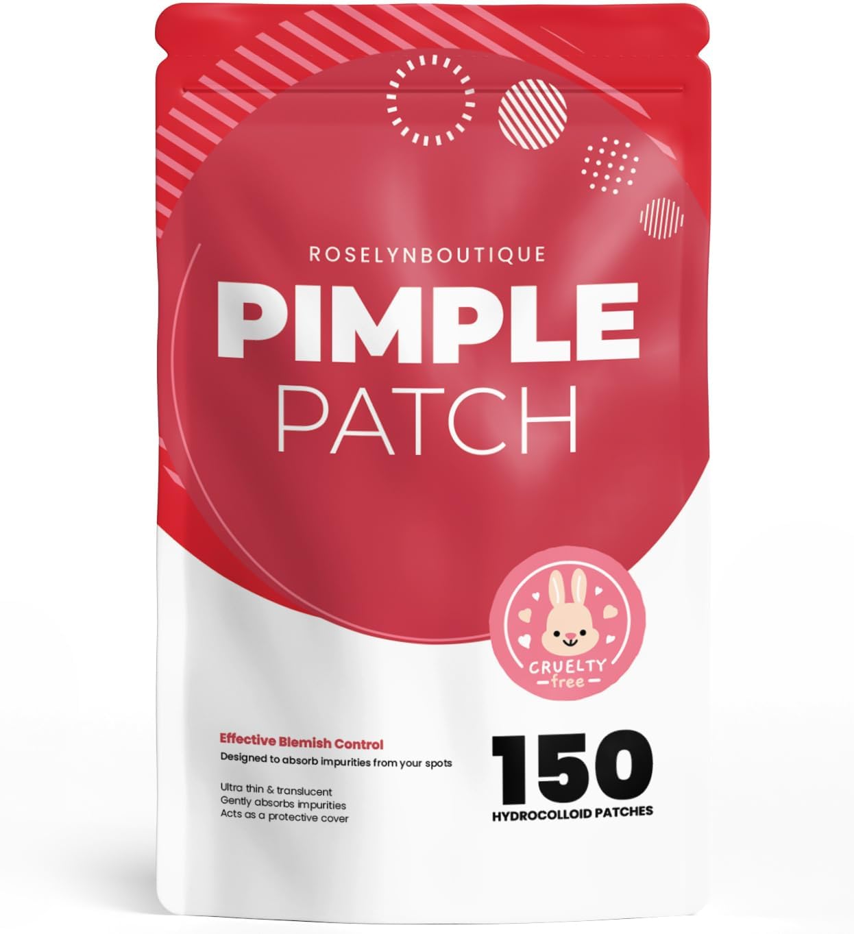 ROSELYNBOUTIQUE Pimple Patches - Hydrocolloid Spot Patches for Blemishes – 300 Clear Dots – Vegan & Cruelty-Free – Cosmetic Facial Skincare Product
