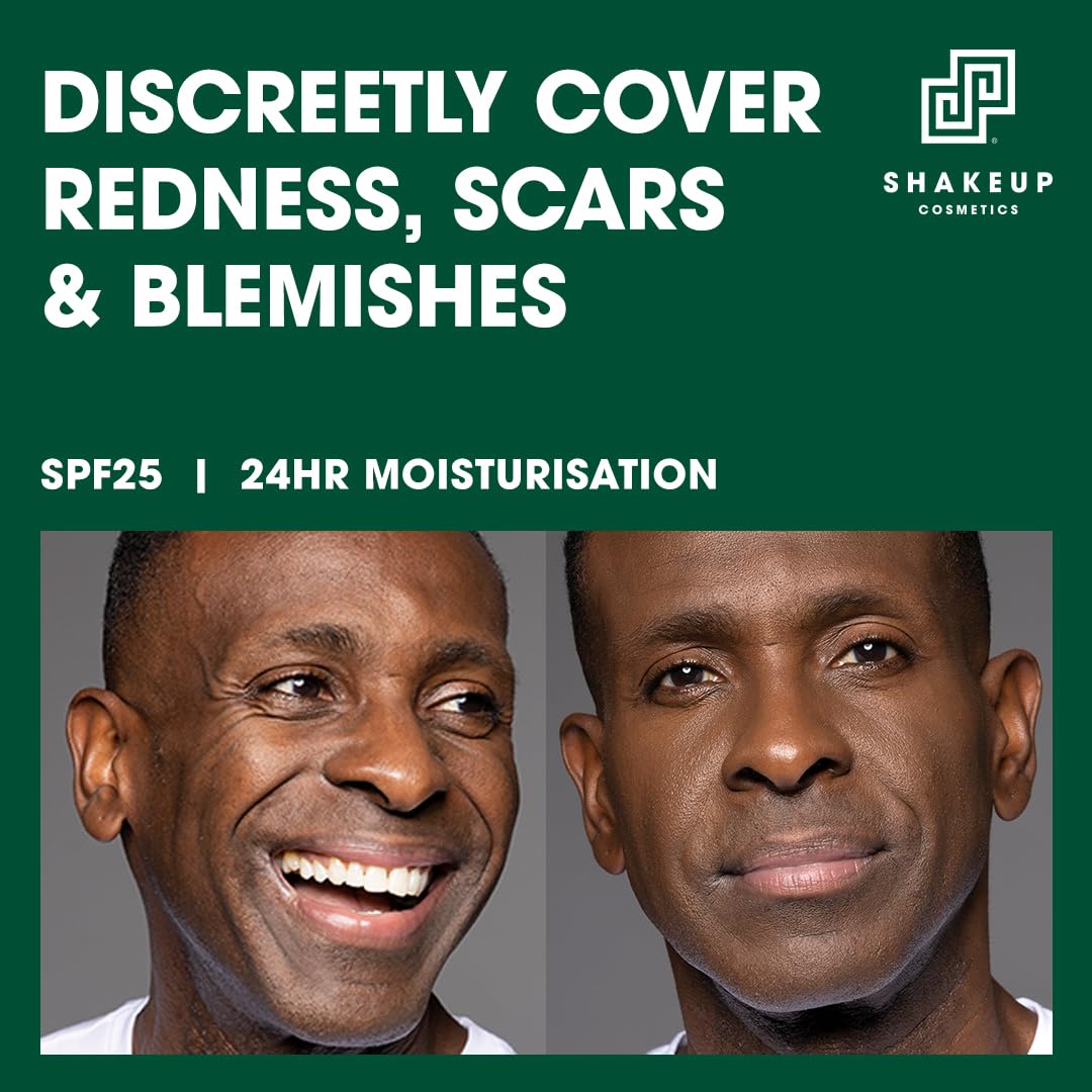 Shakeup Cosmetics Mens Tinted Moisturiser, Vegan Makeup for Men, Natural Coverage for Redness & Blemishes, 24hr Moisturisation with SPF, Easy Application, Bronze Shade, 50ml. Aka. LET'S FACE IT