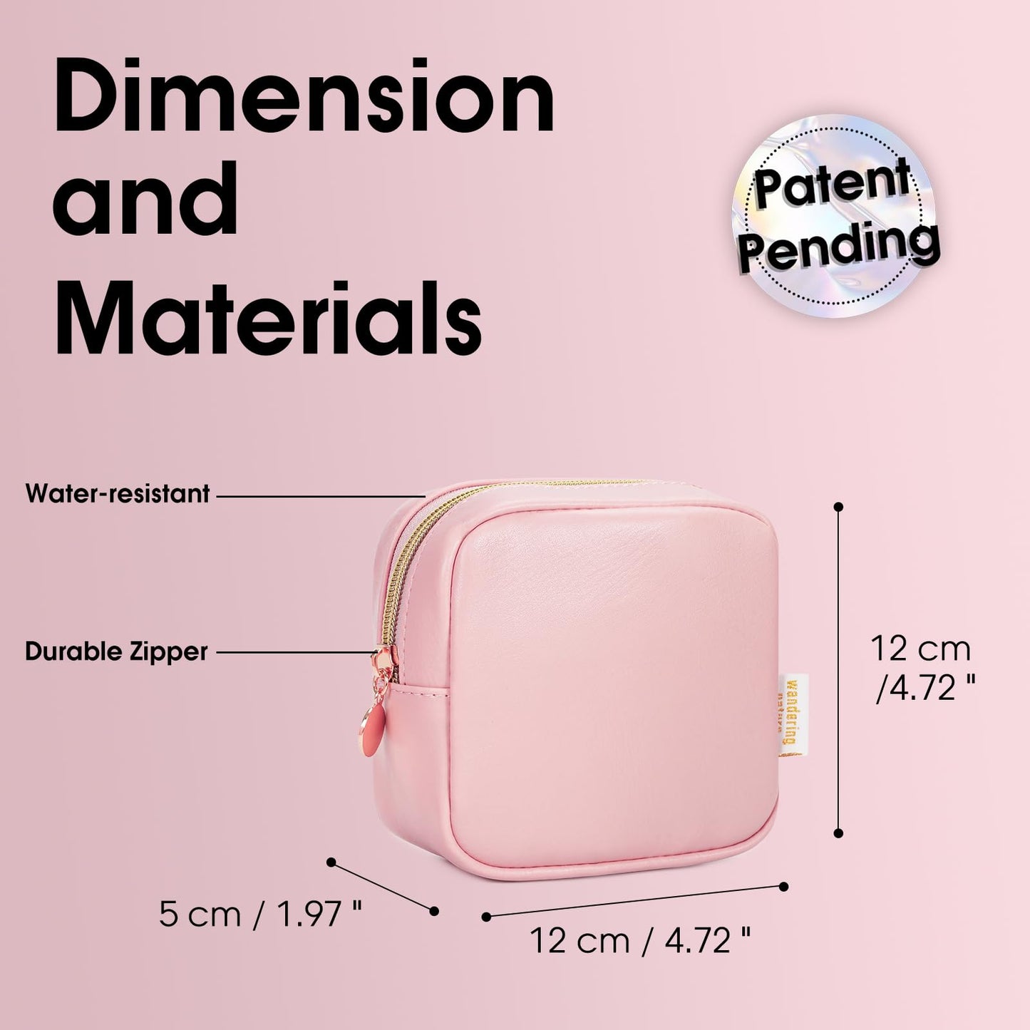 Small Makeup Bag for Handbag, Mini Make Up Bag for Purse, Small Makeup Pouch for Women, Cosmetic Bag with Slip-in Pockets, Vegan Leather Travel Makeup Bag, Black (Patent Pending)