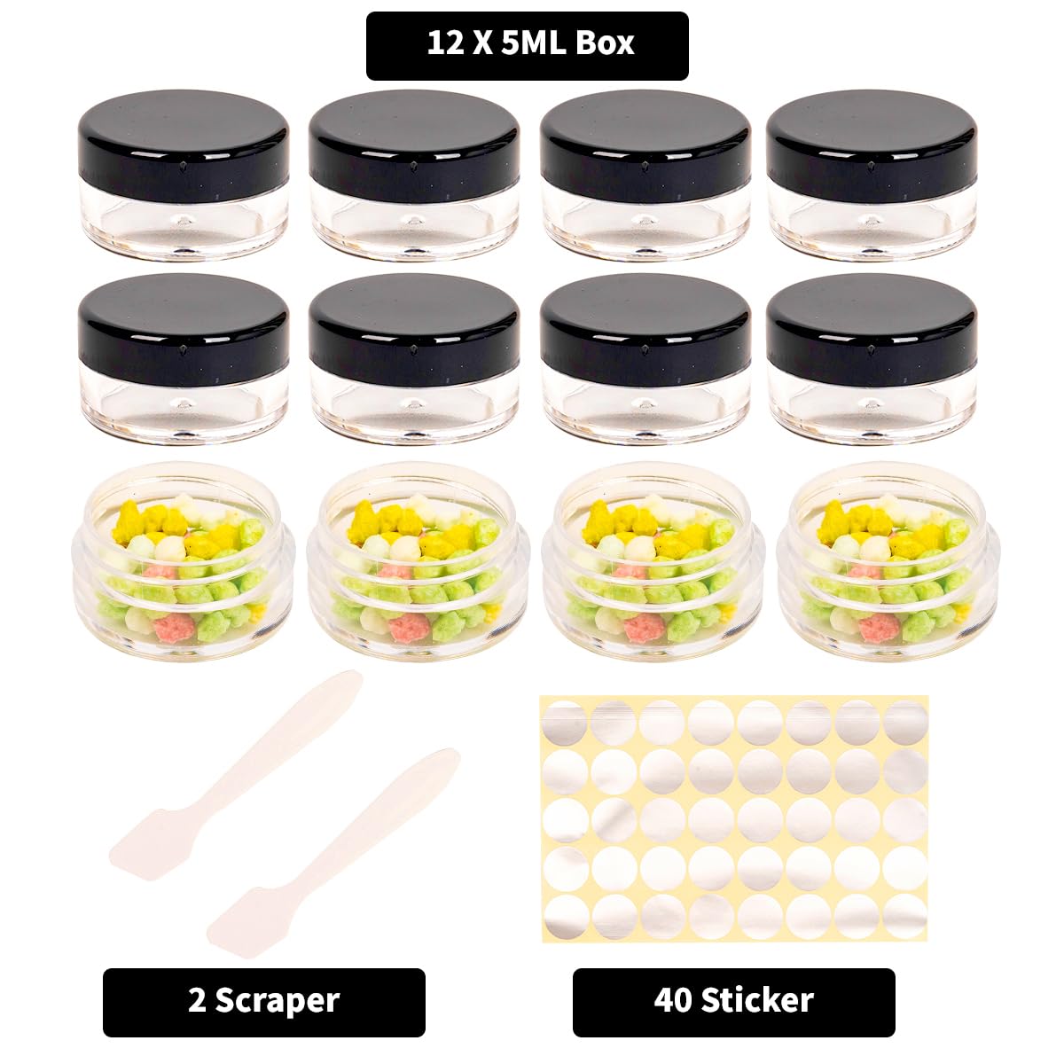 70 Pcs Empty Plastic Cosmetic Jars, 5ml Sample Containers Pots Bottles,sample pots for cosmetics, Travel Cosmetic Jar Pots with Lids,travel pots for cream,travel cream pots for toiletries