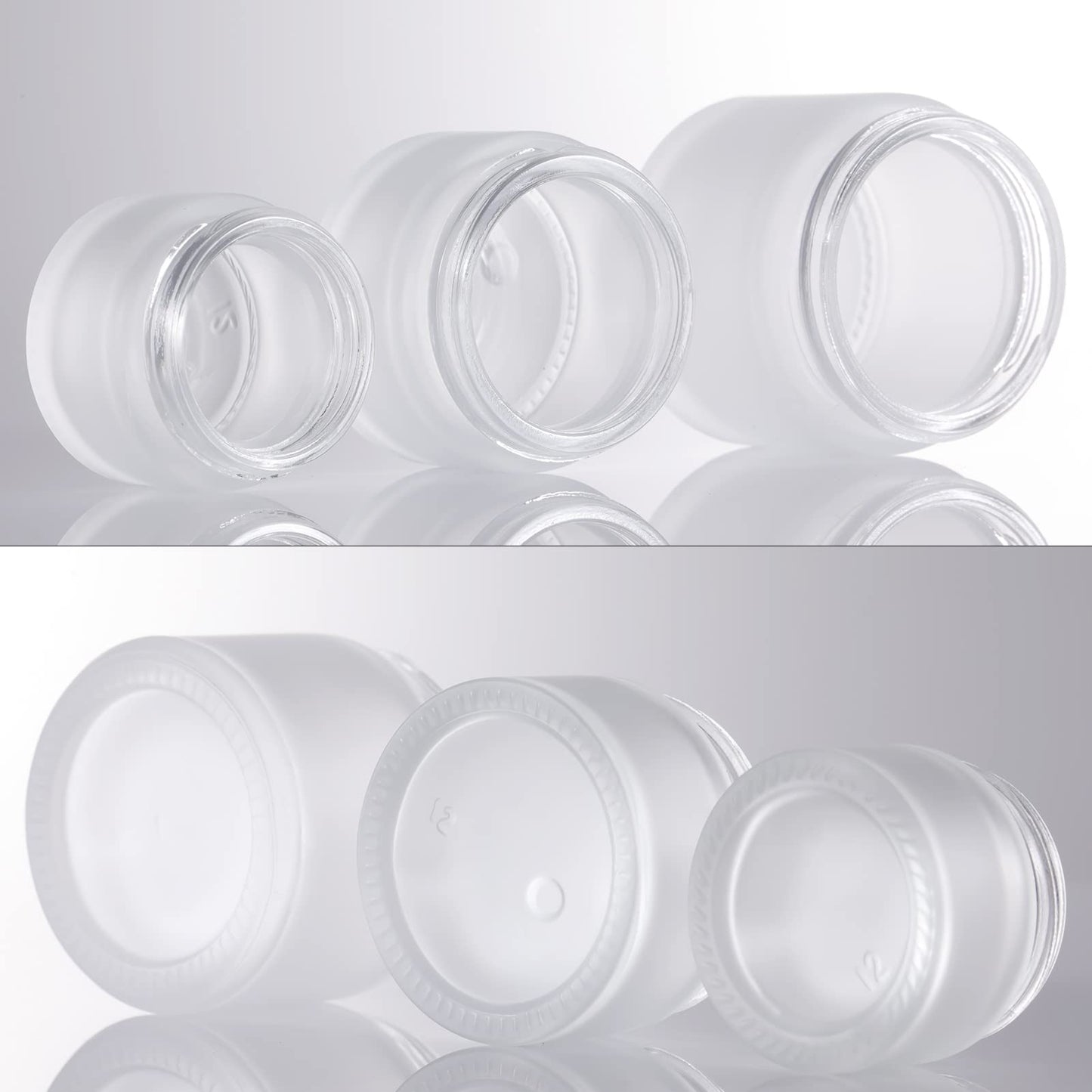 6 Pack Glass Jars,15ml Empty Frosted Refillable Sample Bottle Cosmetic Face Cream Jar Pot Bottle Container Holder Case with Screw Cap Lid and Liners