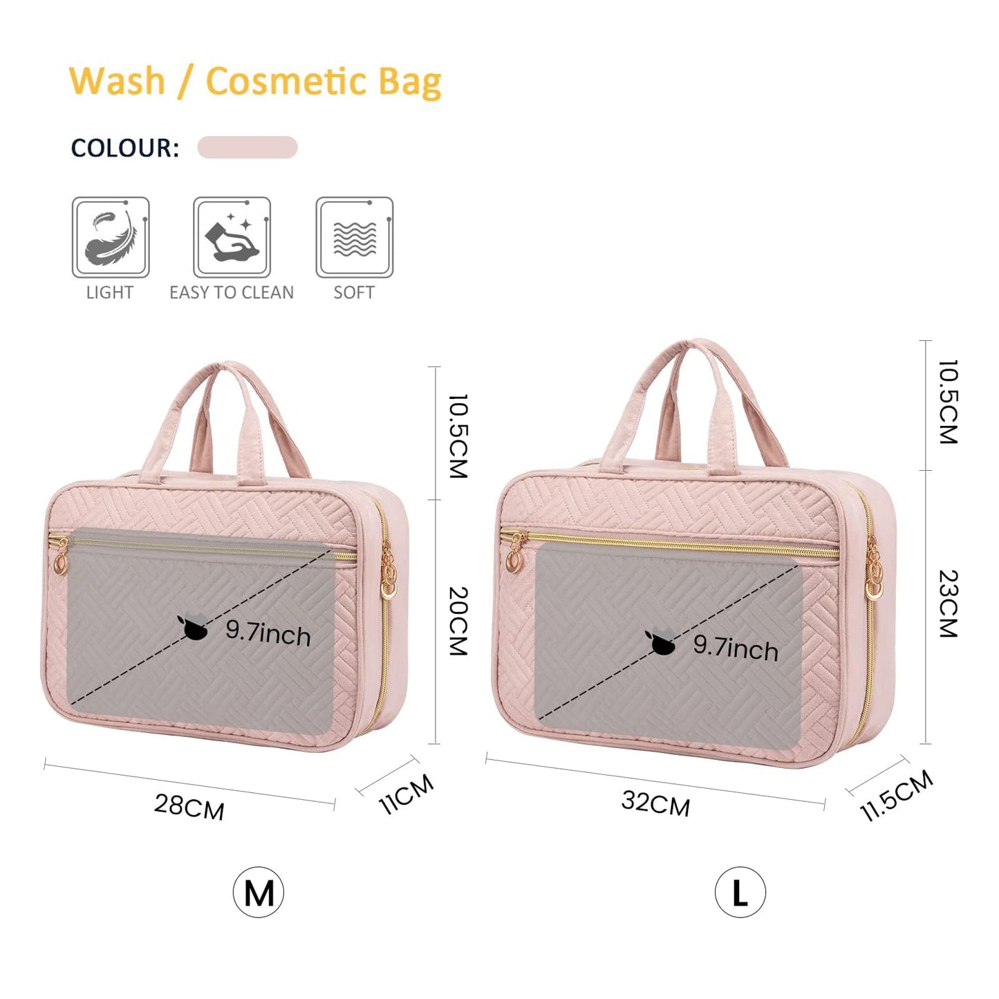 LOVEVOOK Toiletry Bag Hanging Travel Wash Bag for Women, Waterproof Toiletries Makeup Bags with Hook, Large Cosmetic Organizer Ladies, for Full Sized Container