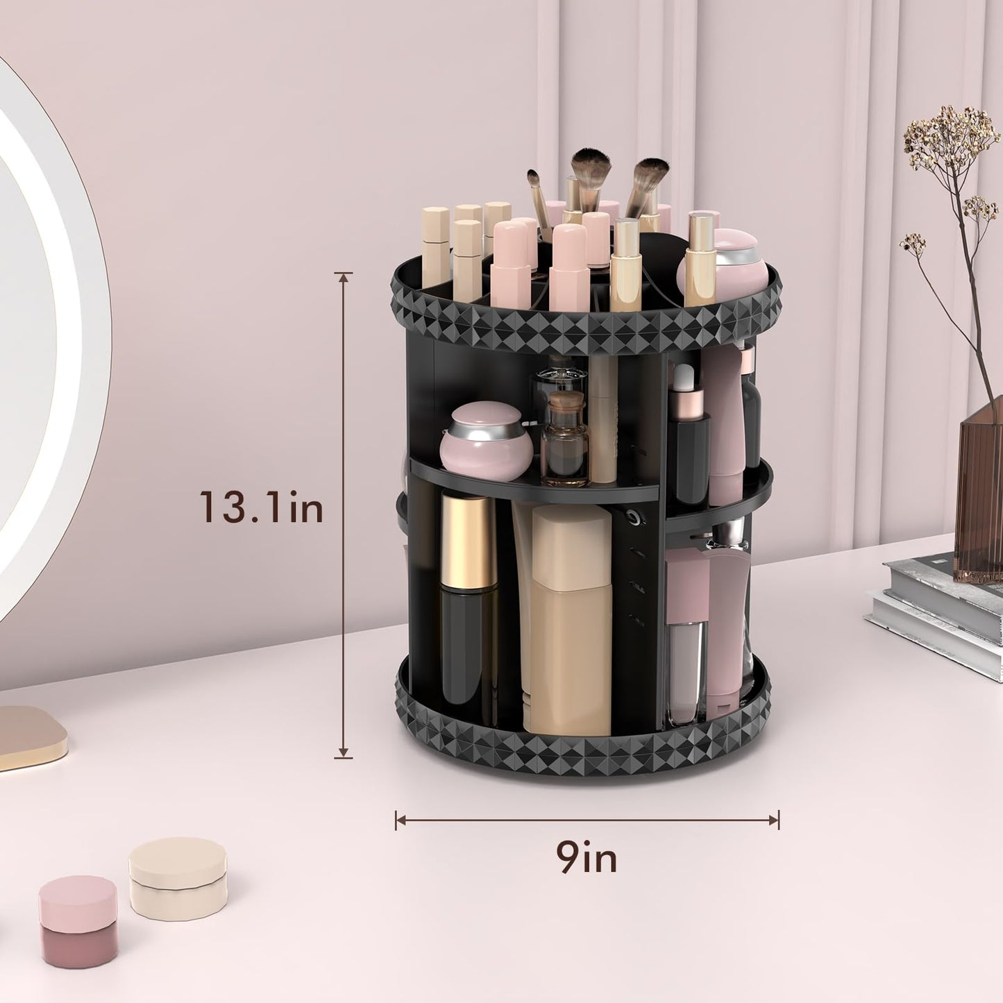 Rotating Makeup Organizer, 360° Spinning Skincare Organizers, Adjustable Layer Cosmetic Storage Lazy Susan Makeup Organizers for Dresser Bathroom, Large, Clear