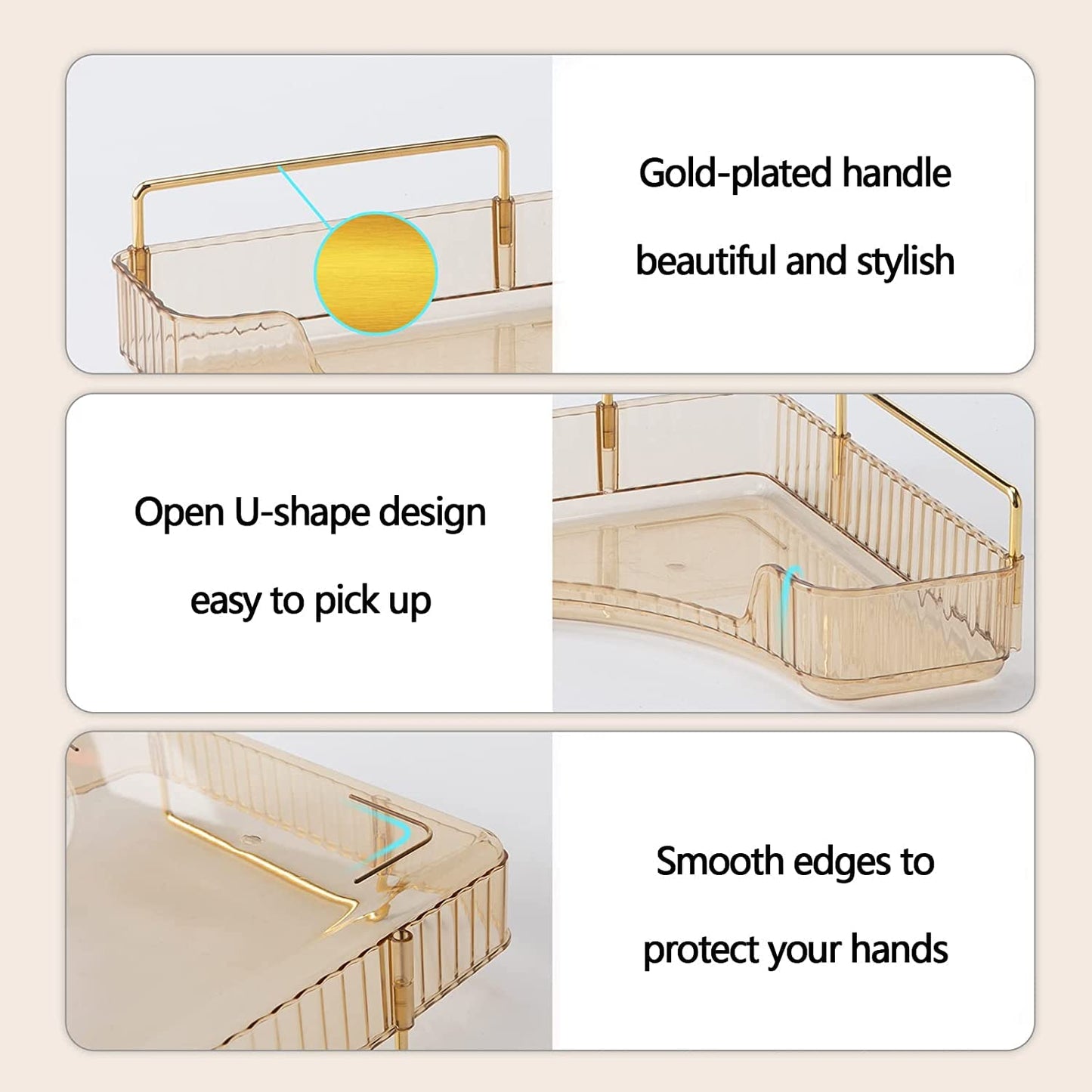 Bingobang Makeup Organiser Corner Trays, 3 Tiers Skincare Cosmetic Organizer Acrylic Large, Storage Tidy for Lipstick, Nail Care, Perfume, Brush, Vanity Dresser, Bedroom, Kitchen, Bathroom(Grey)