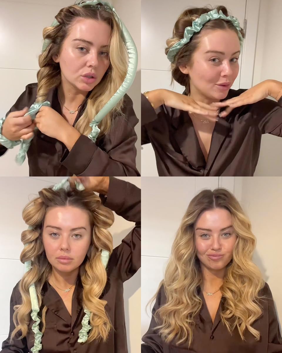 Give Me Cosmetics Heatless Curlers, Satin Hair Curler, No Heat Curls, Includes Scrunchies, Headband for Short & Long Hair, Claw Clip, Padded Blow Out Rod, Gifts for Teenagers Women